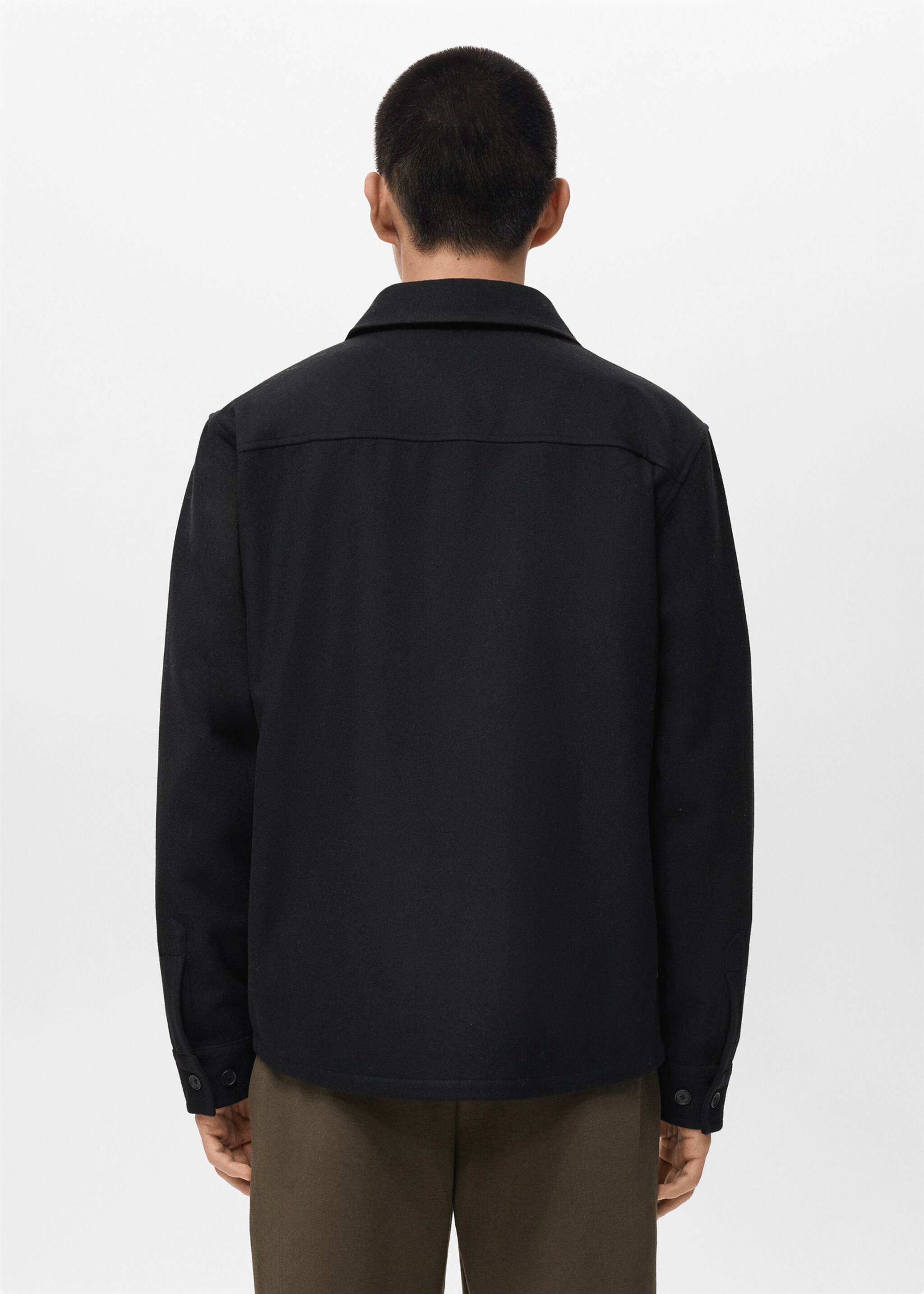 Wool overshirt with pockets - Reverse of the article, Black. Ref: 17026724-00.