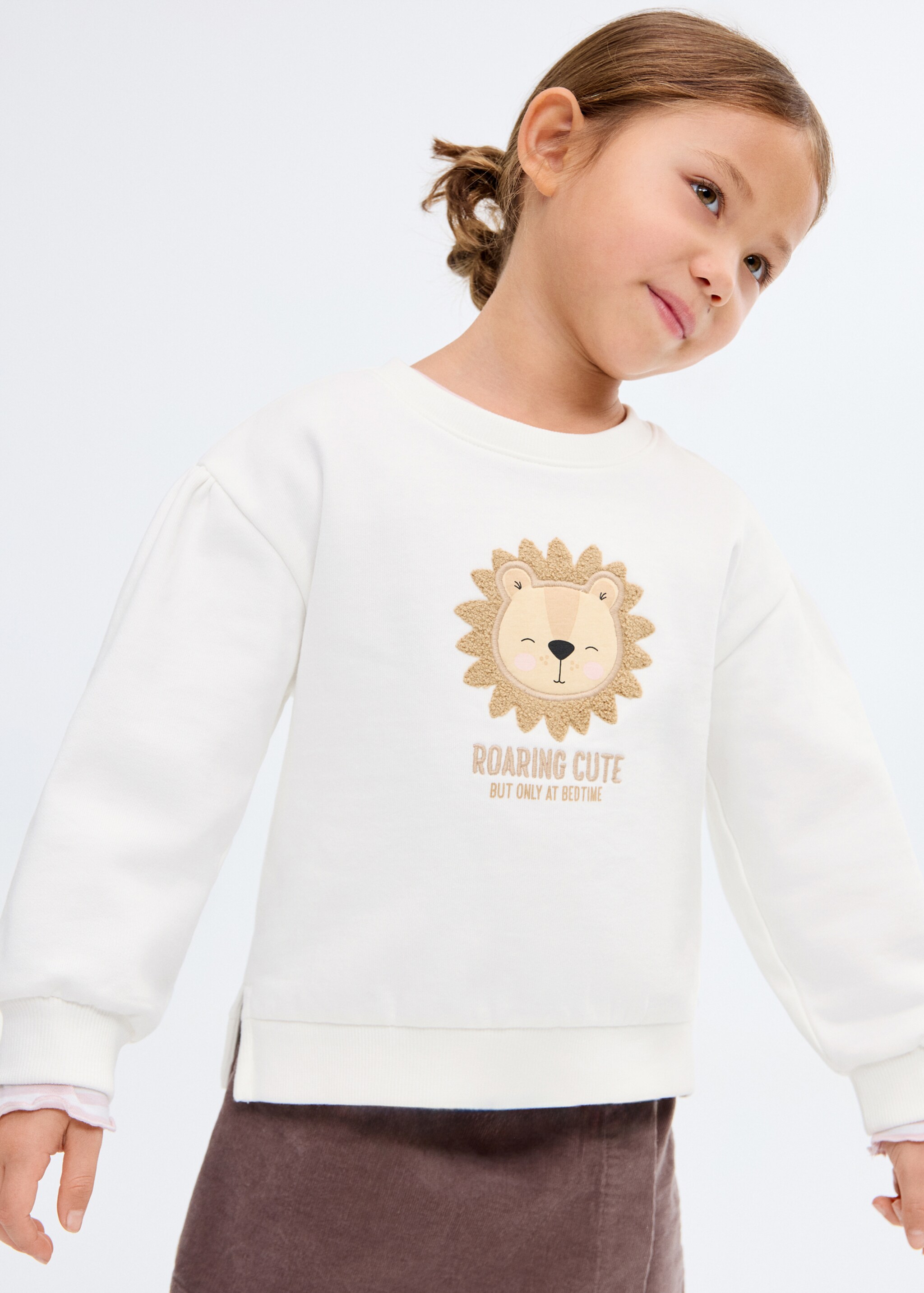 Embroidered lion sweatshirt - Medium plane, Off White. Ref: 17026729-00.