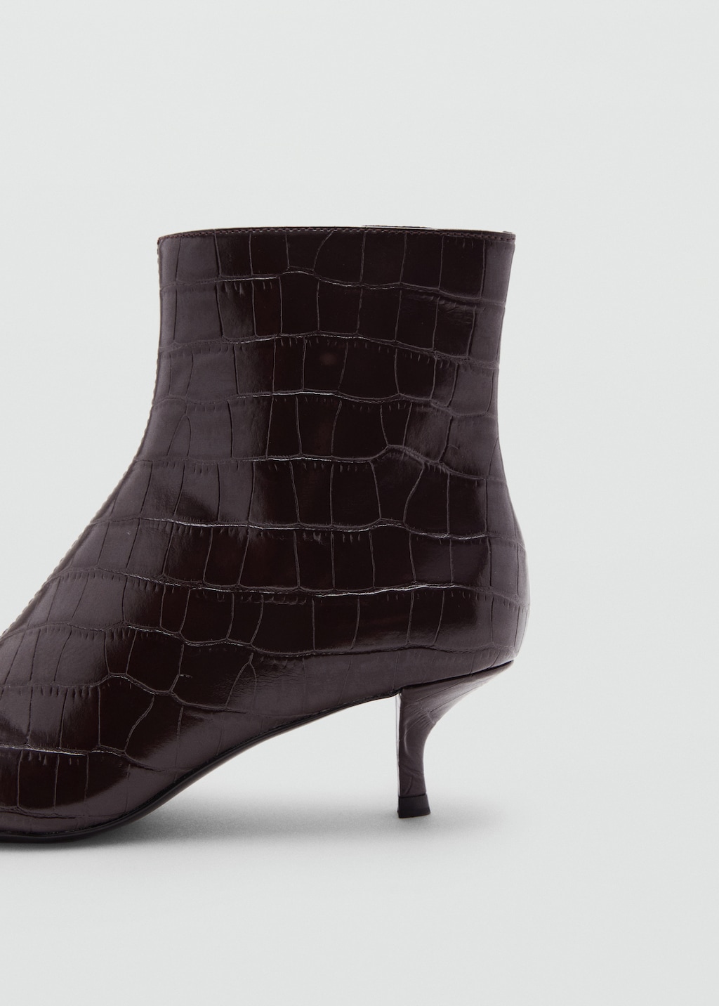 Mango Faux-Croc-leather pointed-toe ankle boots