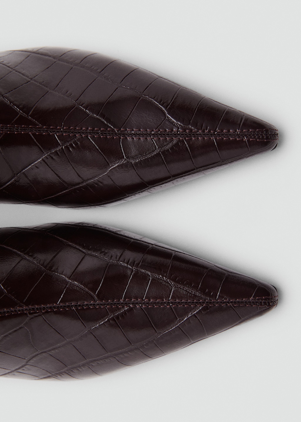 Faux-Croc-leather pointed-toe ankle boots