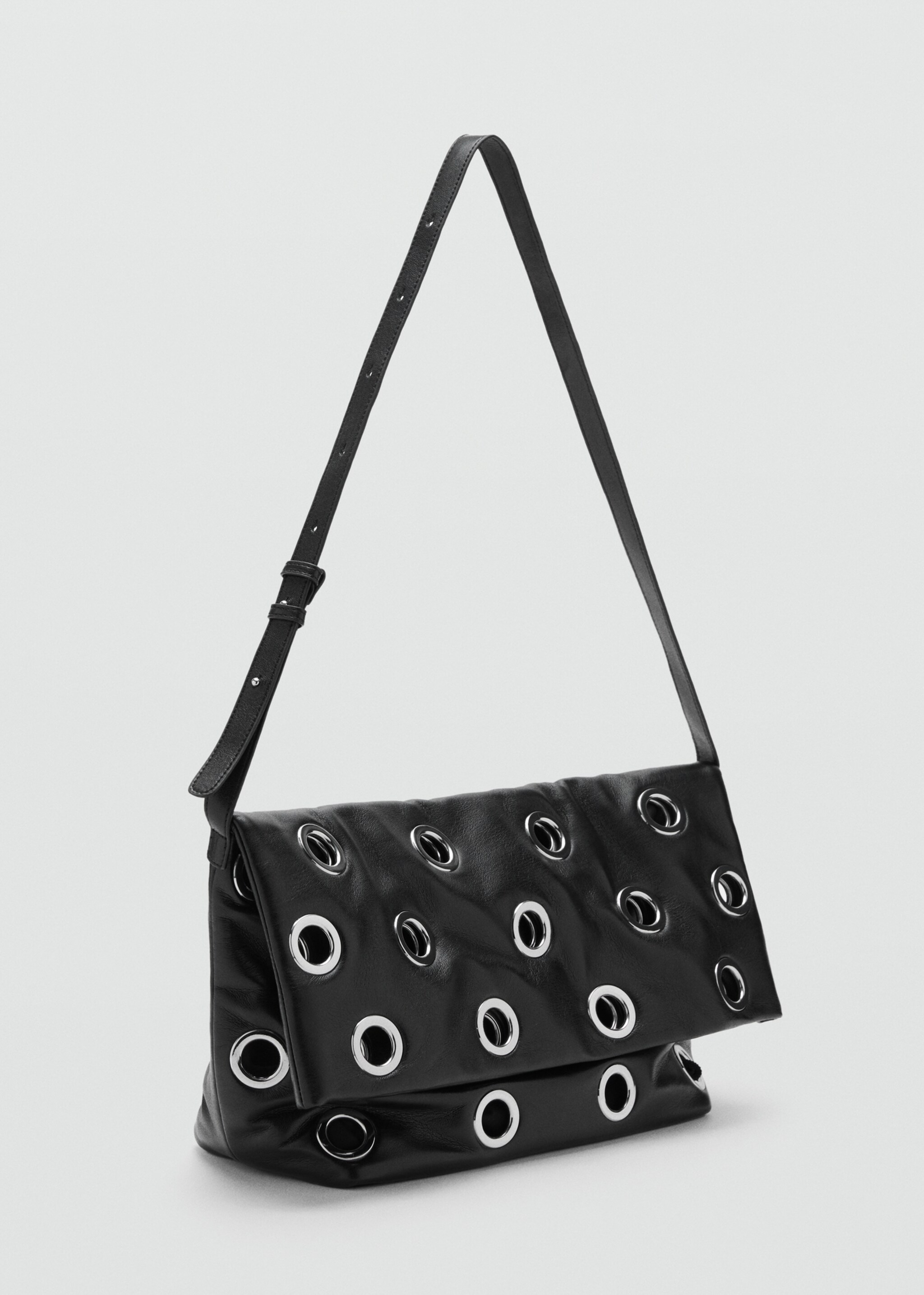 Crossbody bag with eyelets - Medium plane, Black. Ref: 17026741-00.