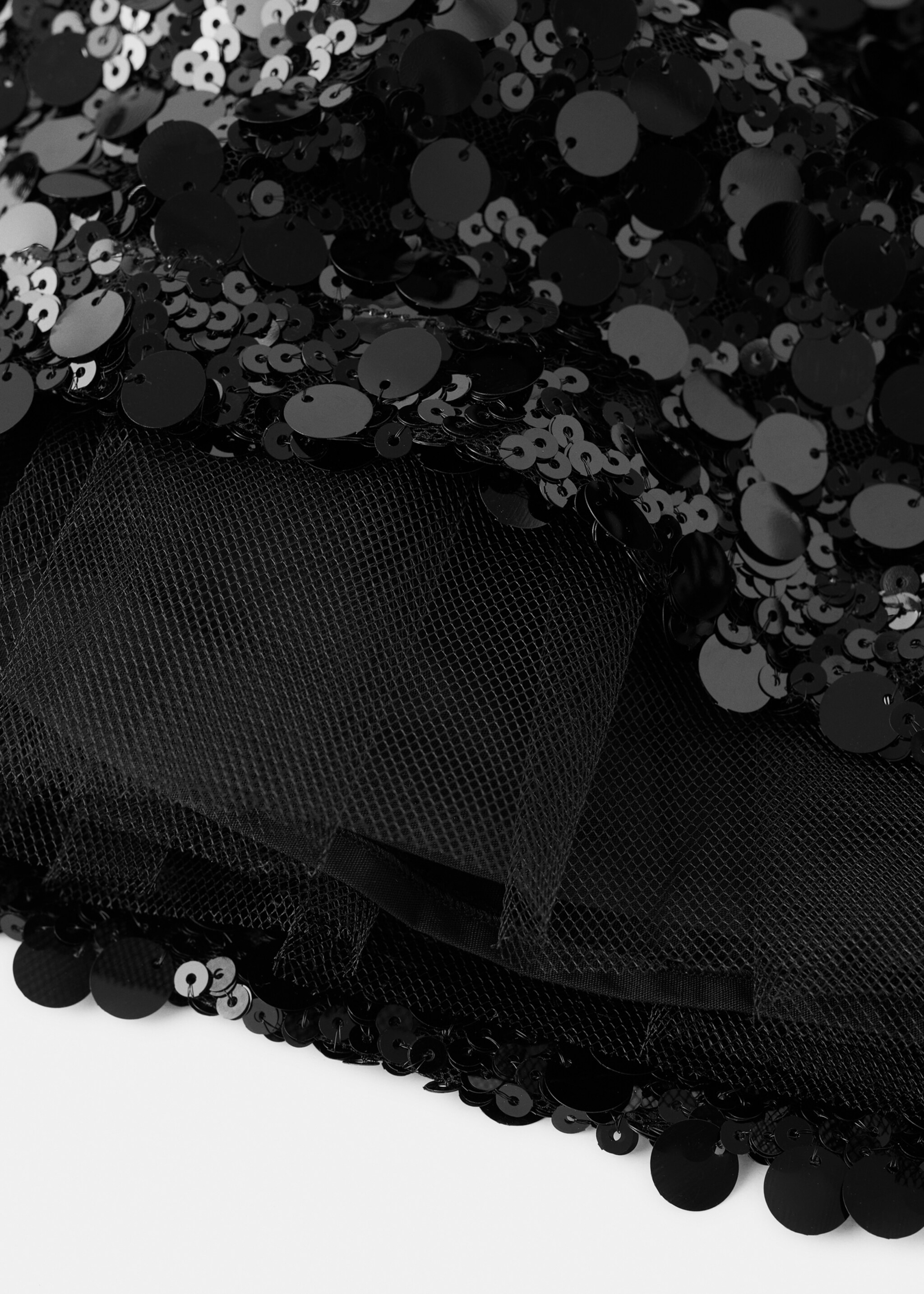 Sequin skirt - Details of the article 1, Black. Ref: 17027134-00.