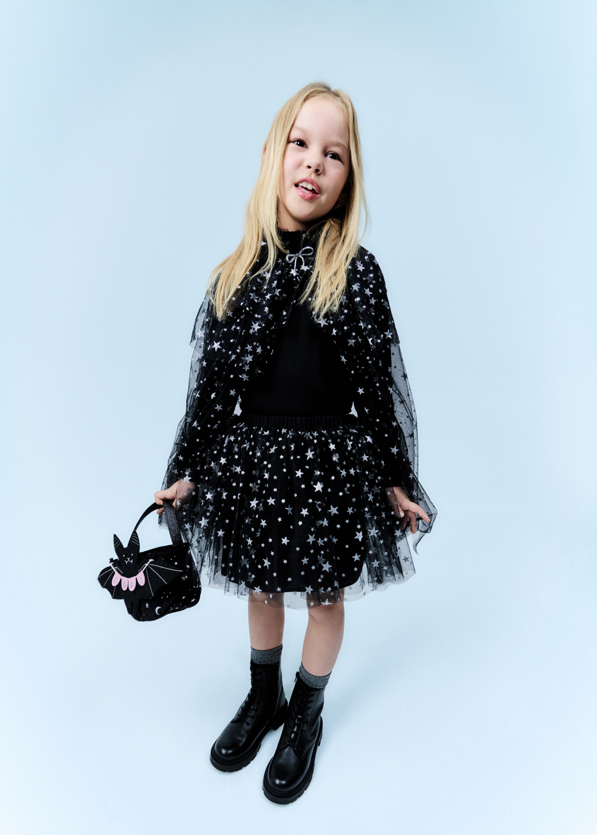 Star tulle skirt - Details of the article 5, Black. Ref: 17027135-00.