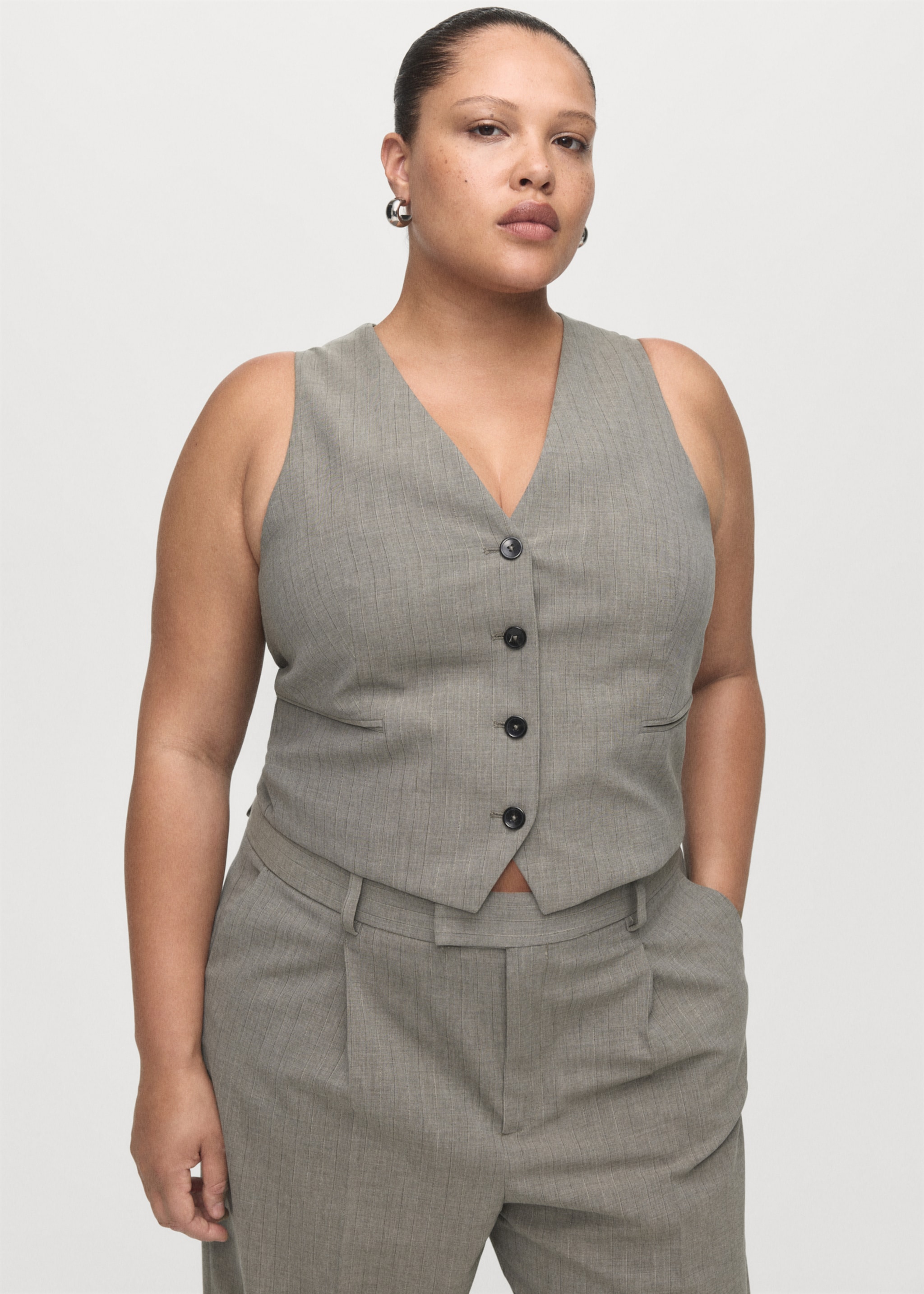 Gilet de costume laine mélangée - Détail de l'article 5, Gris. Ref: 17027141-00.