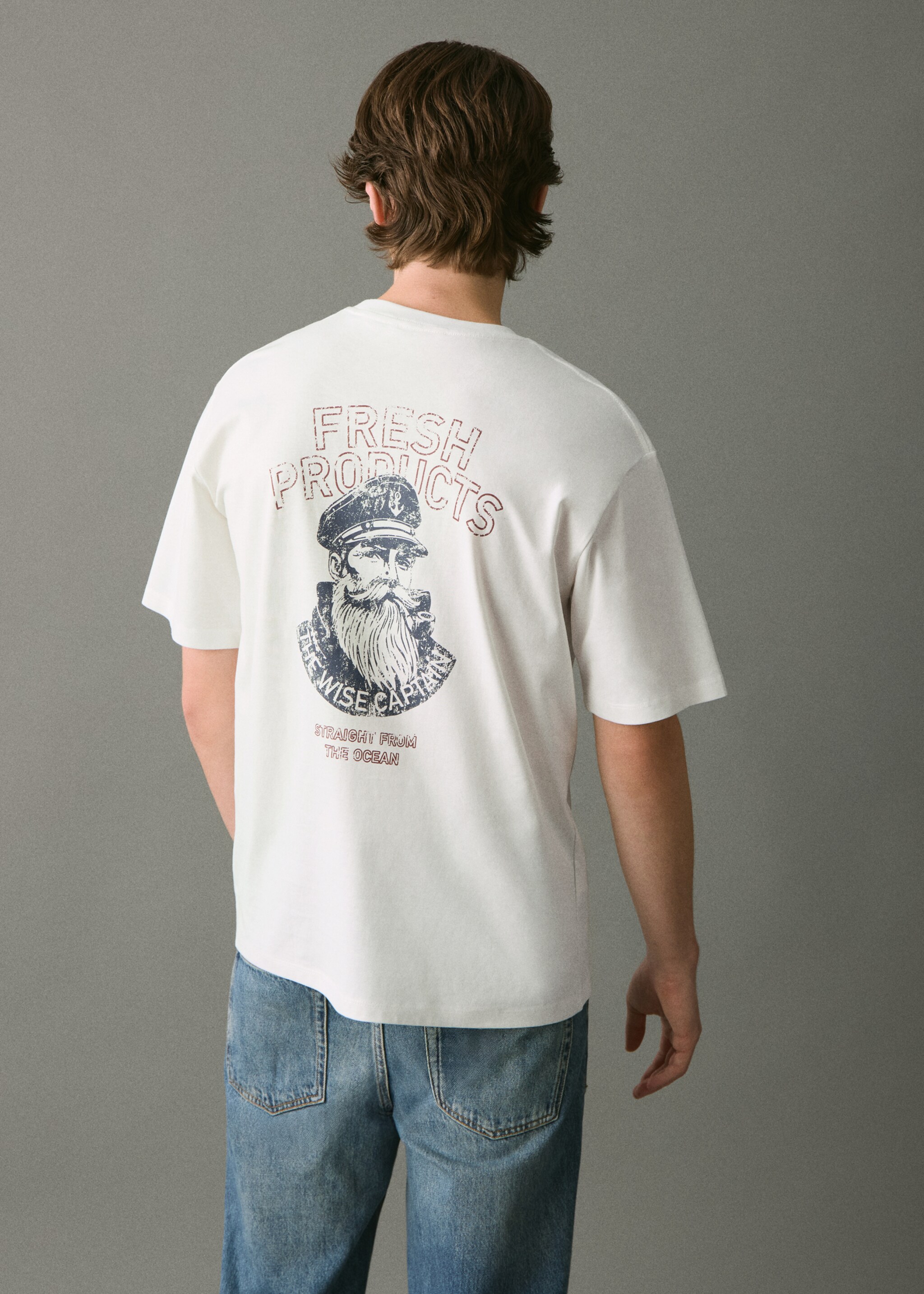 Embroidered cotton T-shirt - Reverse of the article, Off White. Ref: 17027769-00.