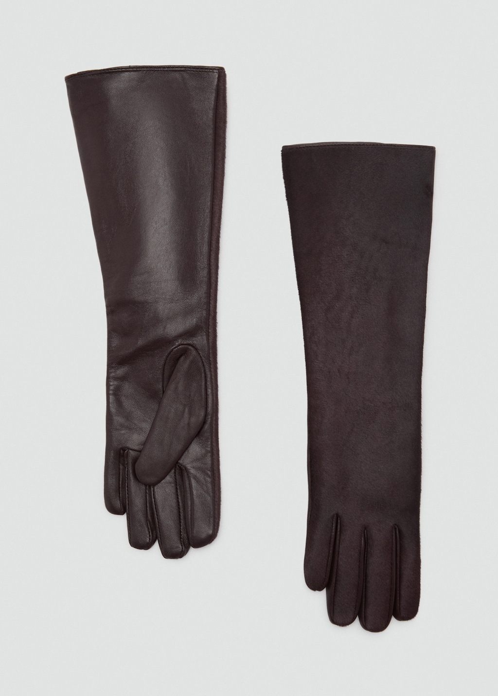 Long leather gloves with fur