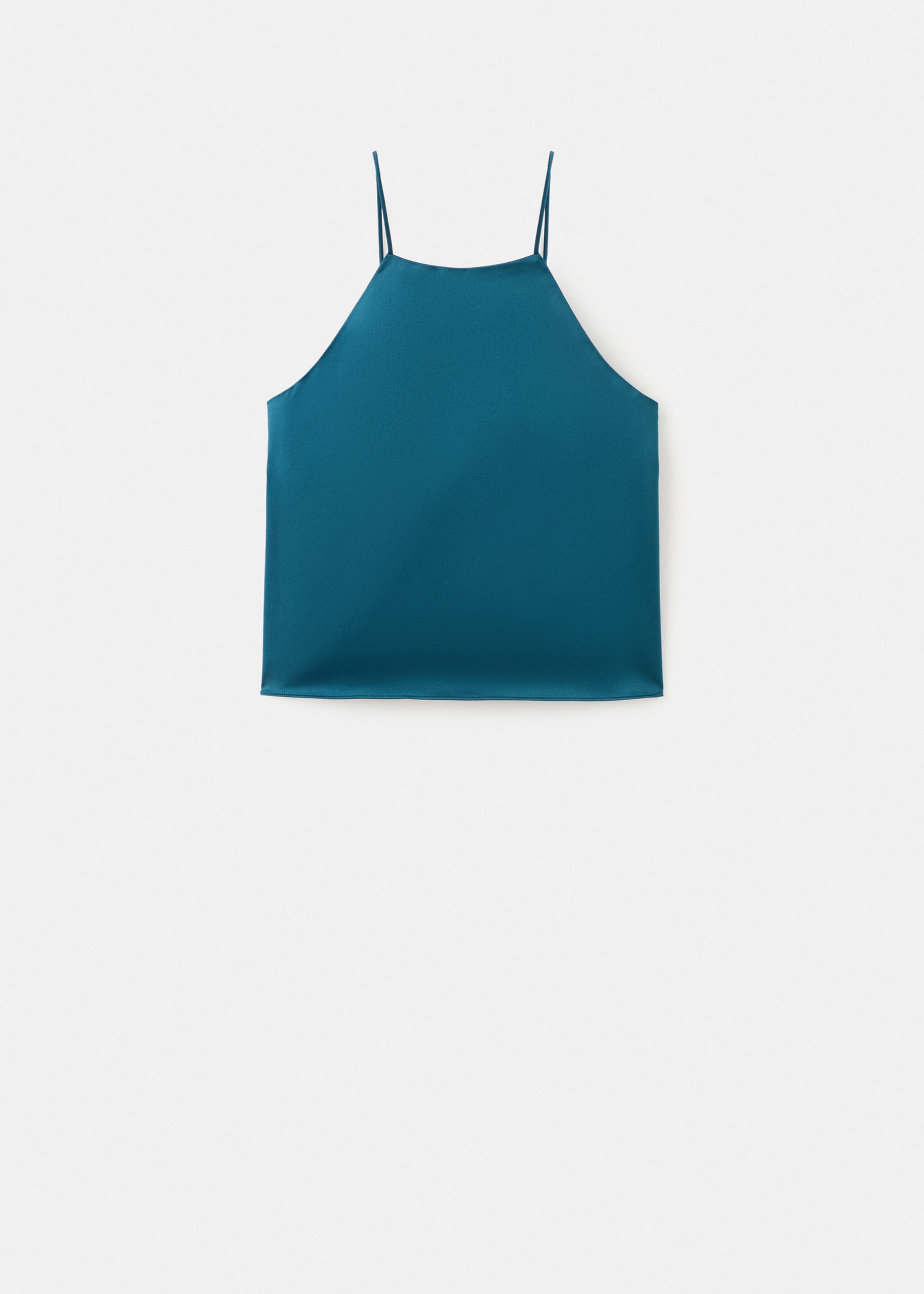 Top acetinado com gola halter - Artigo sem modelo, Azul-marinho. Ref: 17027785-00.