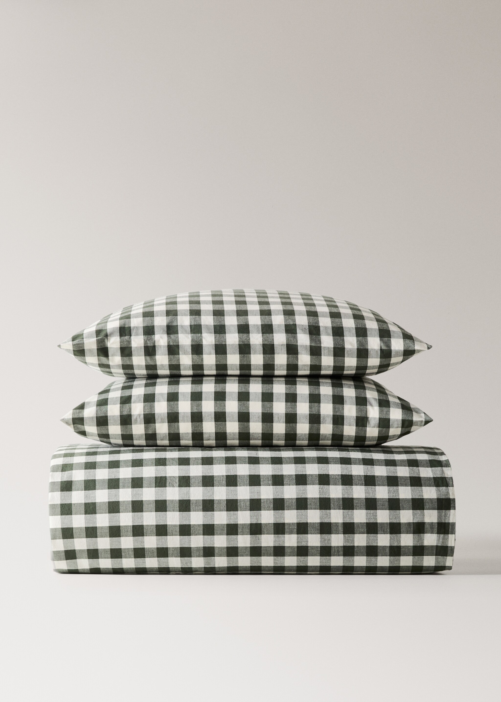 Yarn-dyed cotton check duvet cover for 90cm bed - Article without model, Dark Green. Ref: 17027788-00.