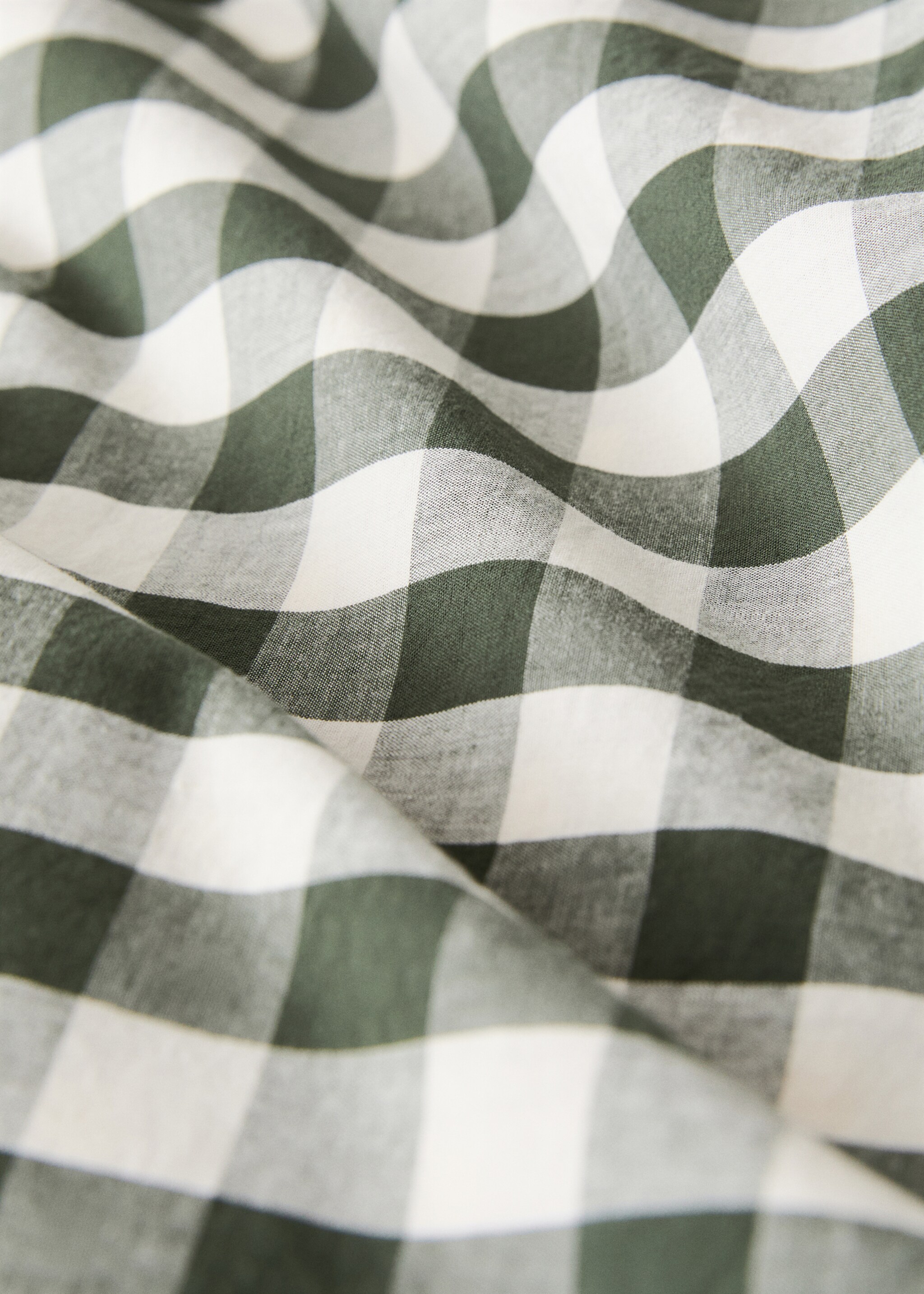 Yarn-dyed cotton check duvet cover for 90cm bed - Details of the article 2, Dark Green. Ref: 17027788-00.
