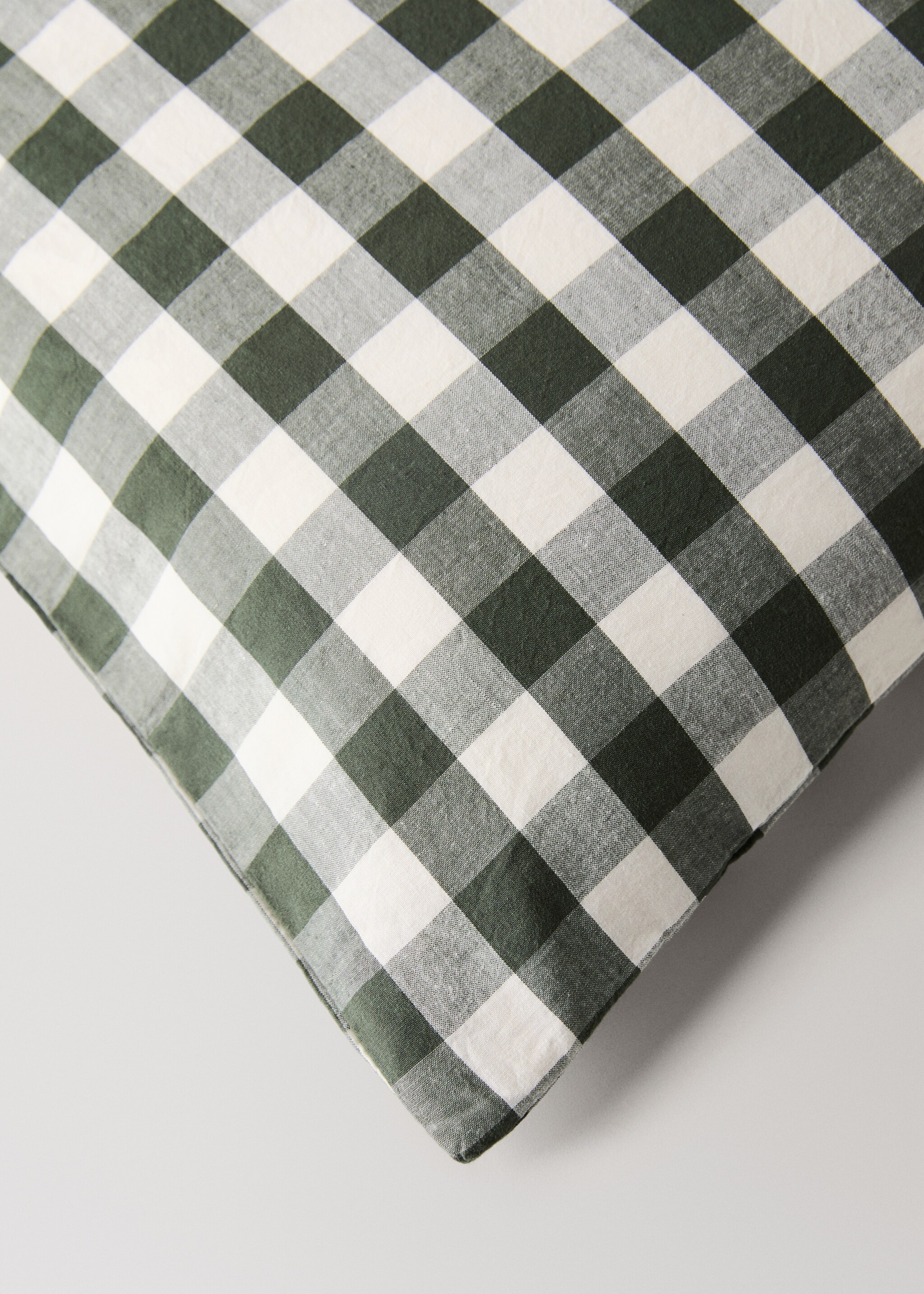 Yarn-dyed cotton check duvet cover for 90cm bed - Details of the article 3, Dark Green. Ref: 17027788-00.