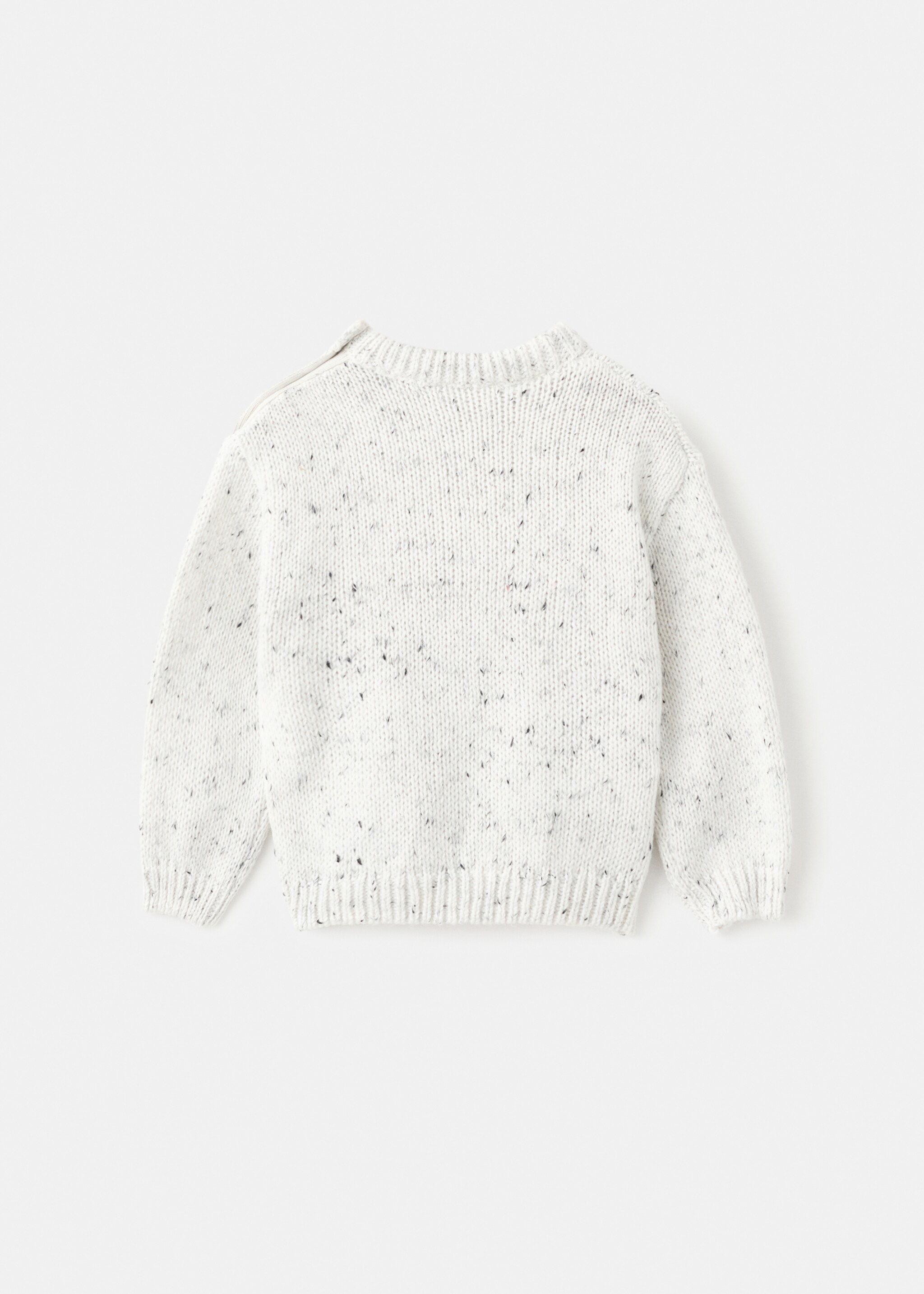 Buttoned flecked sweater - Reverse of the article, White. Ref: 17027790-00.