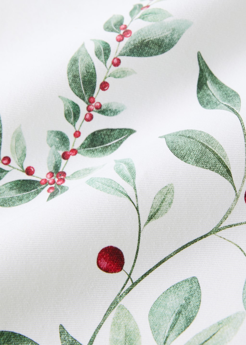 Holly-print cotton tablecloth for 2 to 4 diners