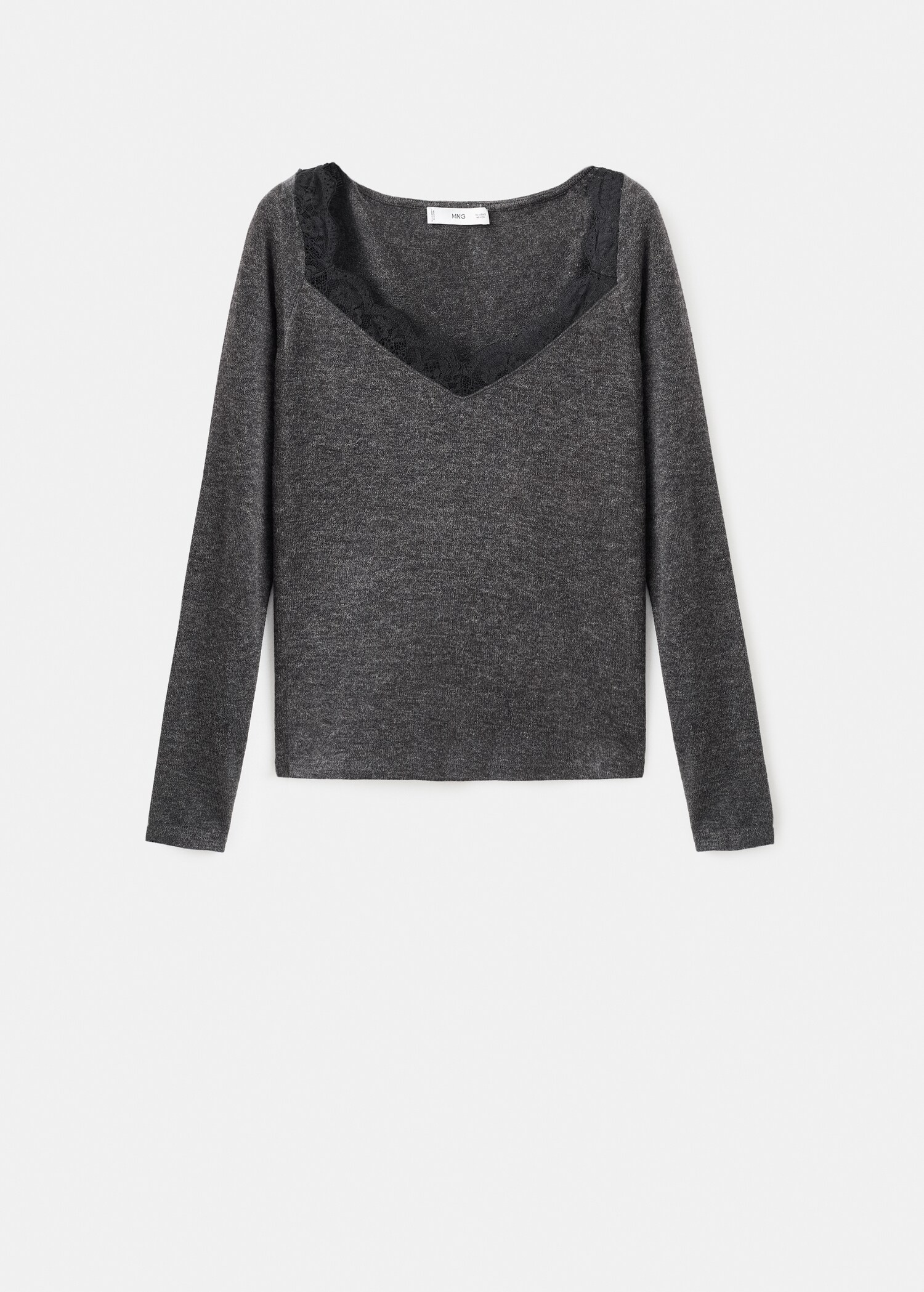 Lace-trimmed scoop-neck top - Article without model
