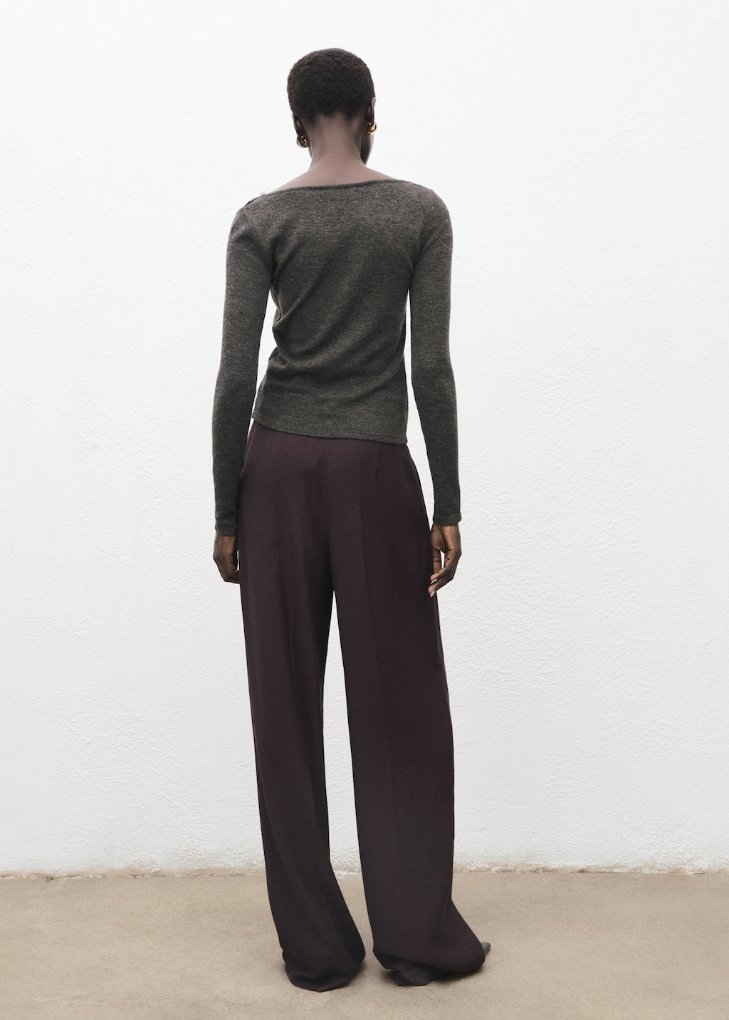 Lace-trimmed scoop-neck top