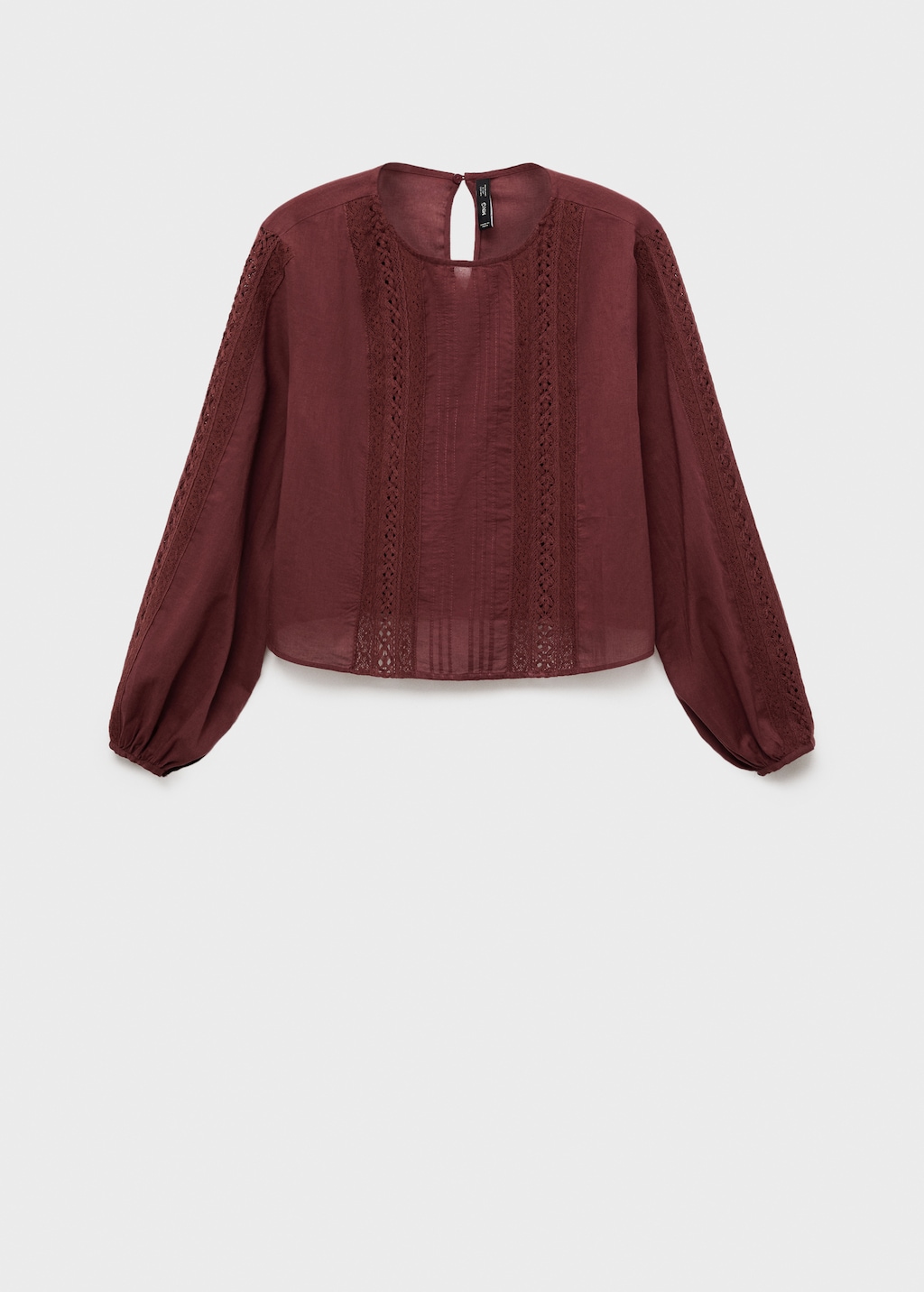 Embroidered puff-sleeve blouse