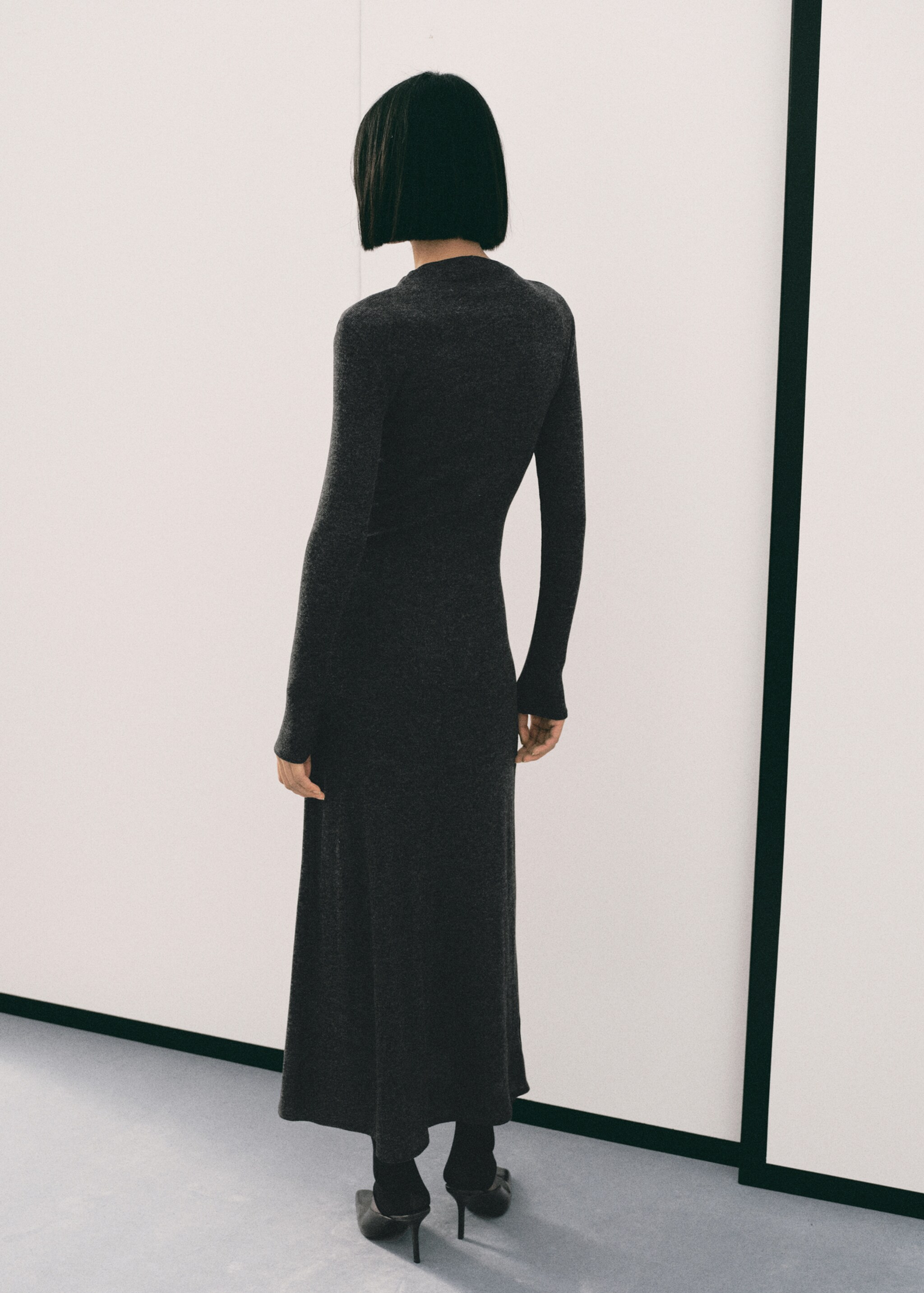 Ruched dress with ring - Reverse of the article, Grey. Ref: 17027807-00.
