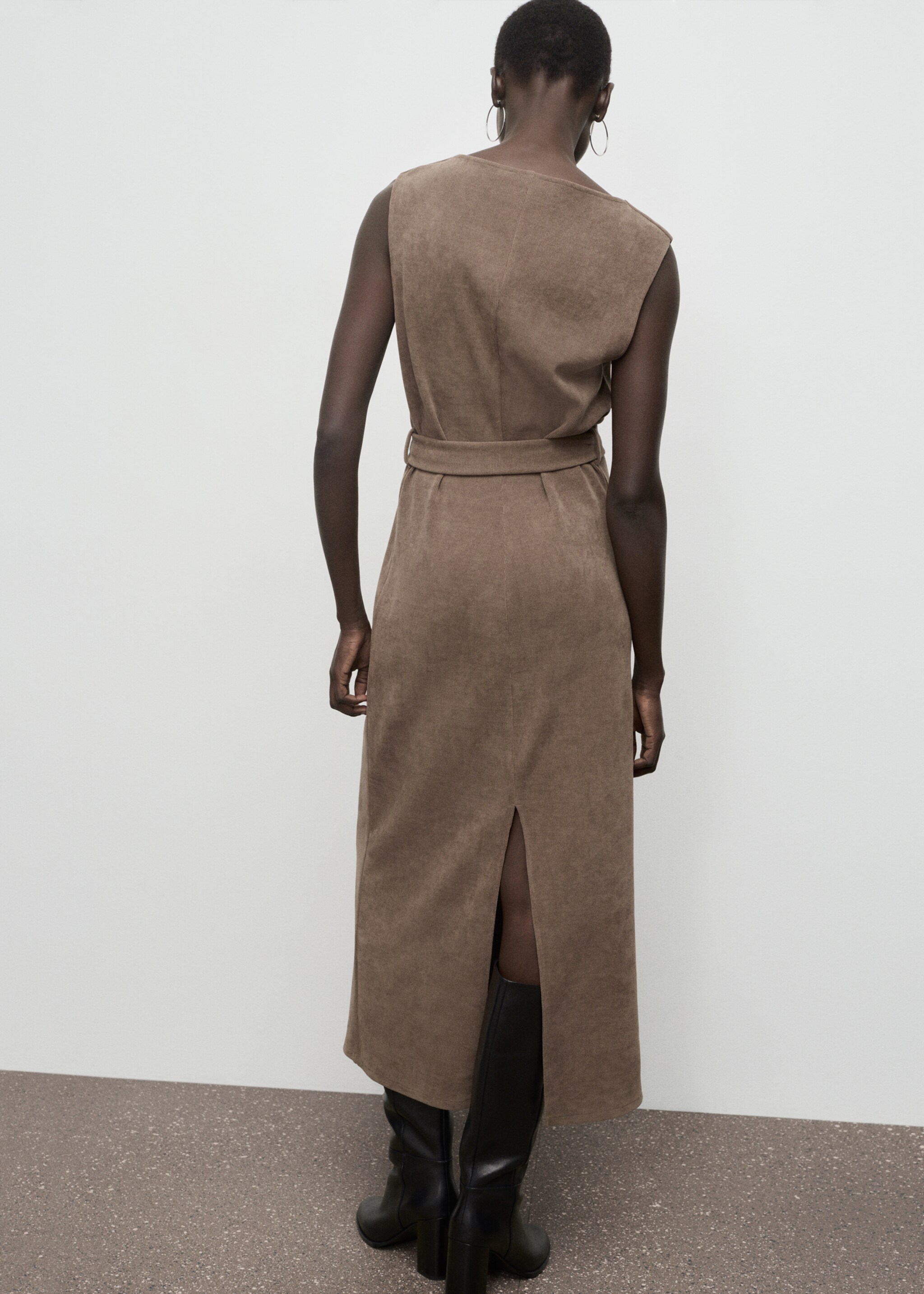 Robe maille ceinture - Verso de l’article, Marron moyen. Ref: 17027808-00.