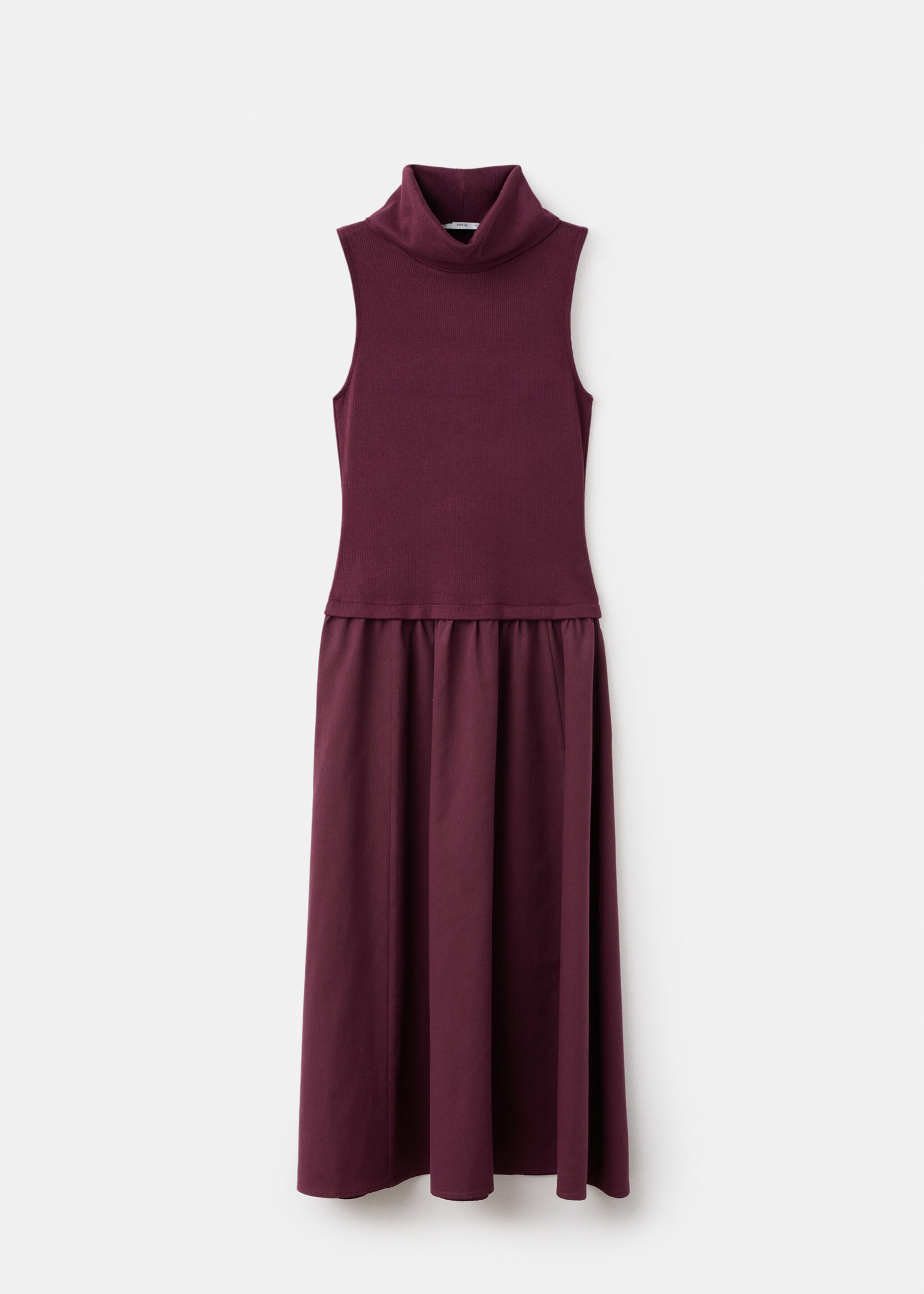 Dress with combined funnel neck - Article without model, Burgundy. Ref: 17027810-00.