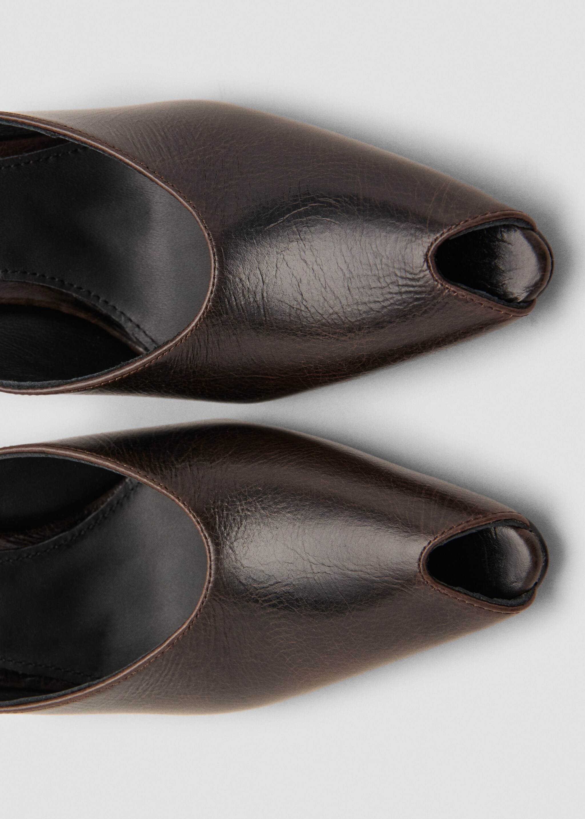 Open-toe leather shoes - Details of the article 1, Chocolate. Ref: 17027812-00.