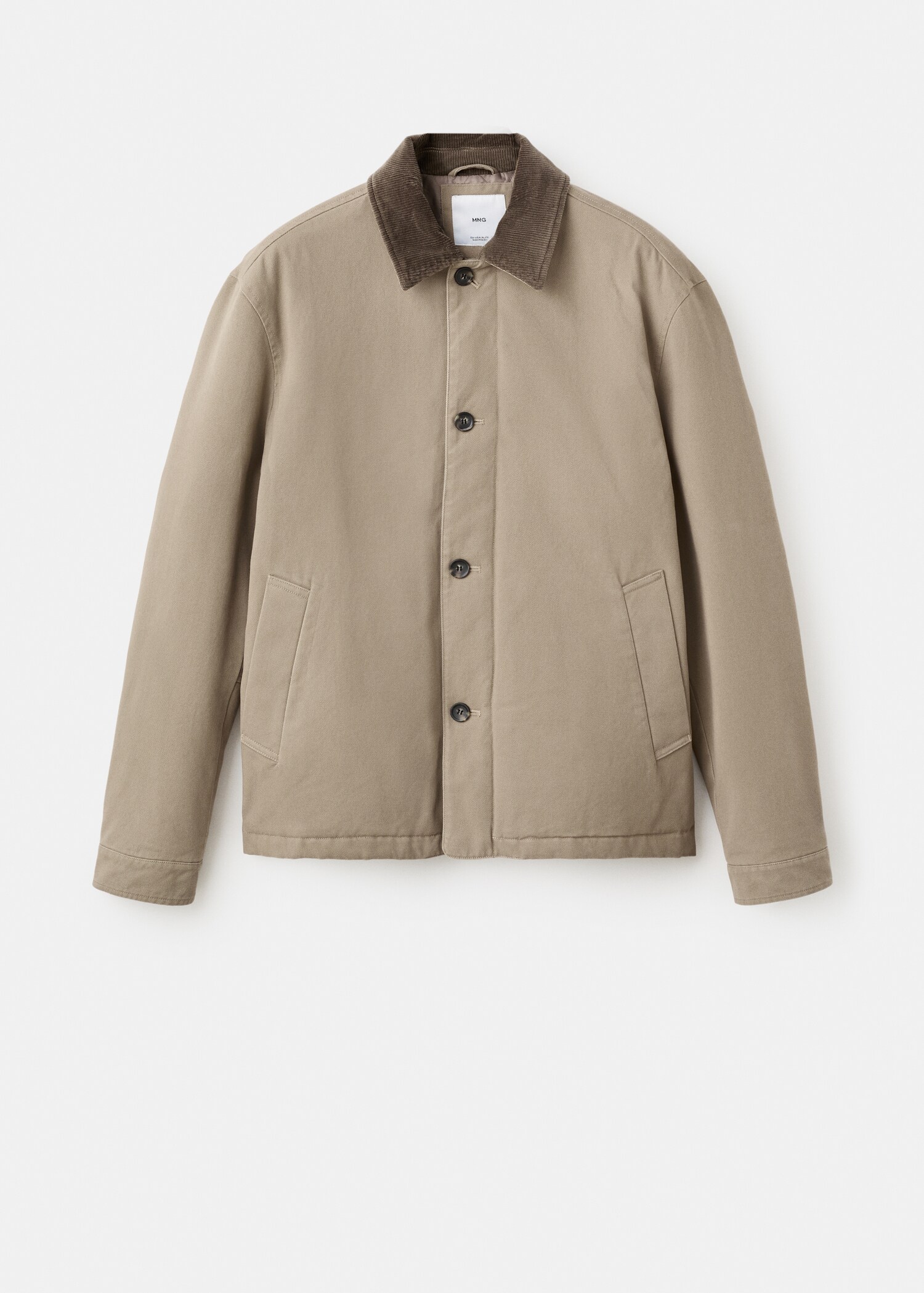 Quilted jacket with corduroy collar - Article sans modèle