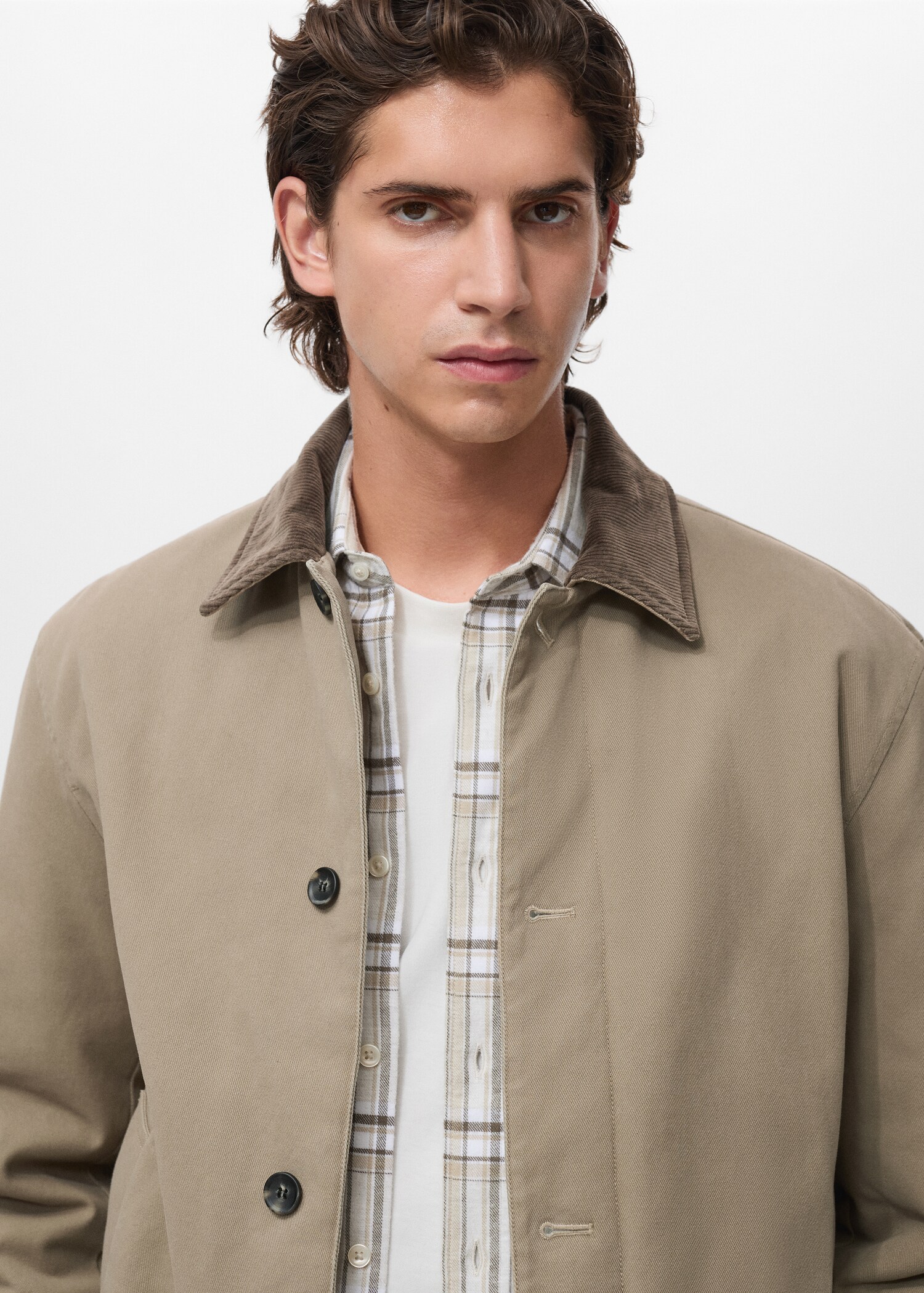 Quilted jacket with corduroy collar - Détail de l'article 1