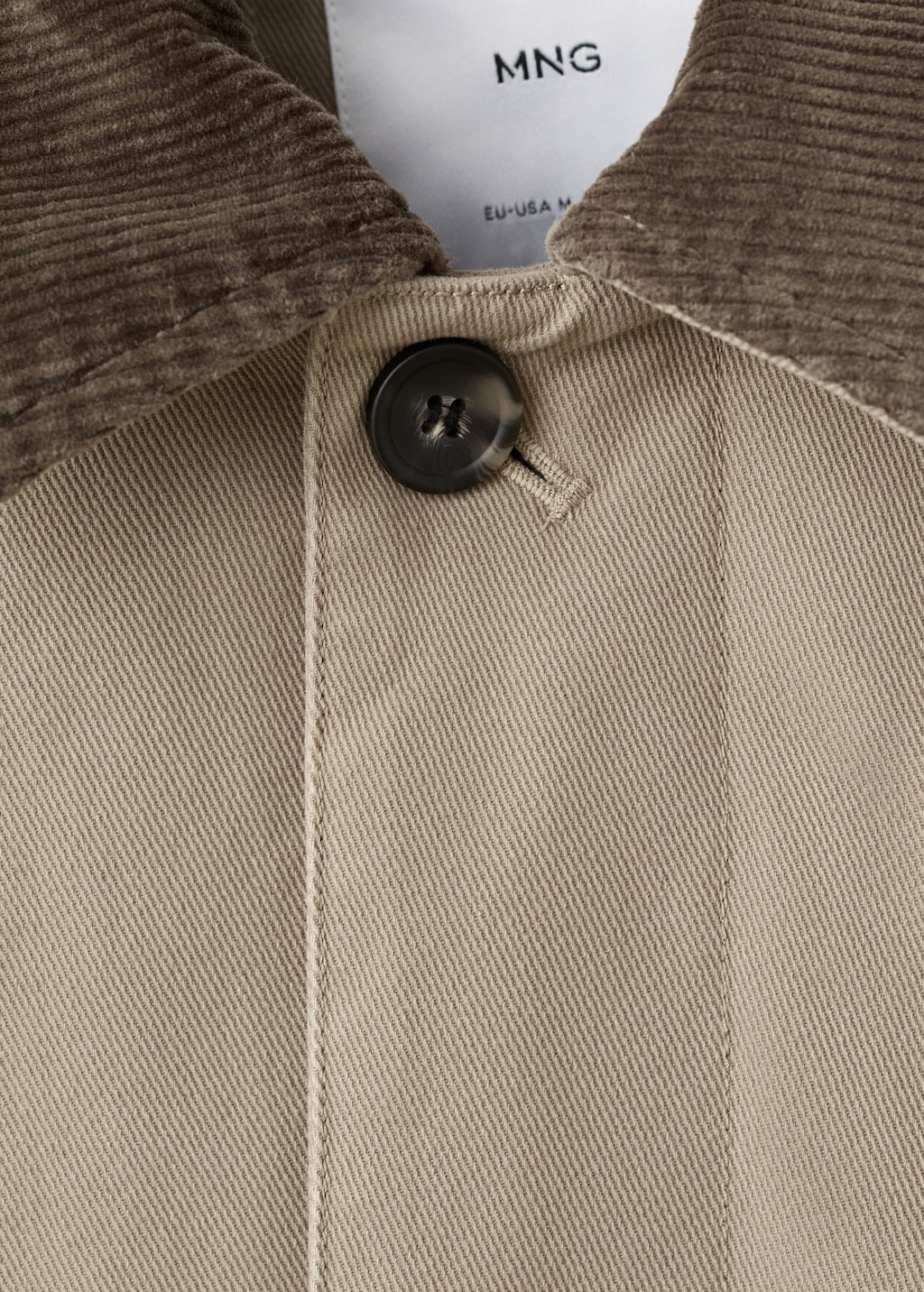 Quilted jacket with corduroy collar
