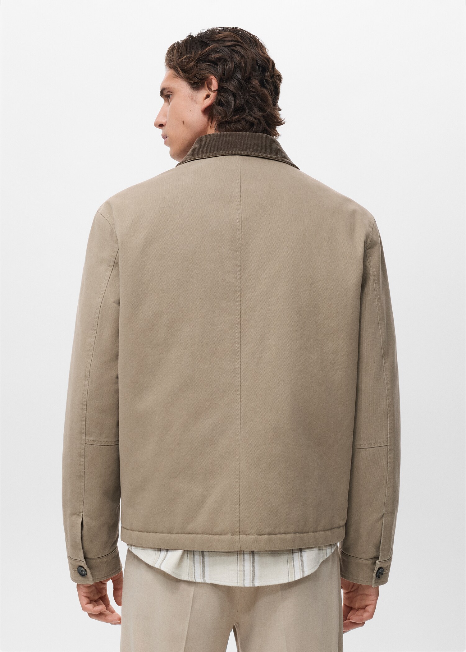 Quilted jacket with corduroy collar - Verso de l’article