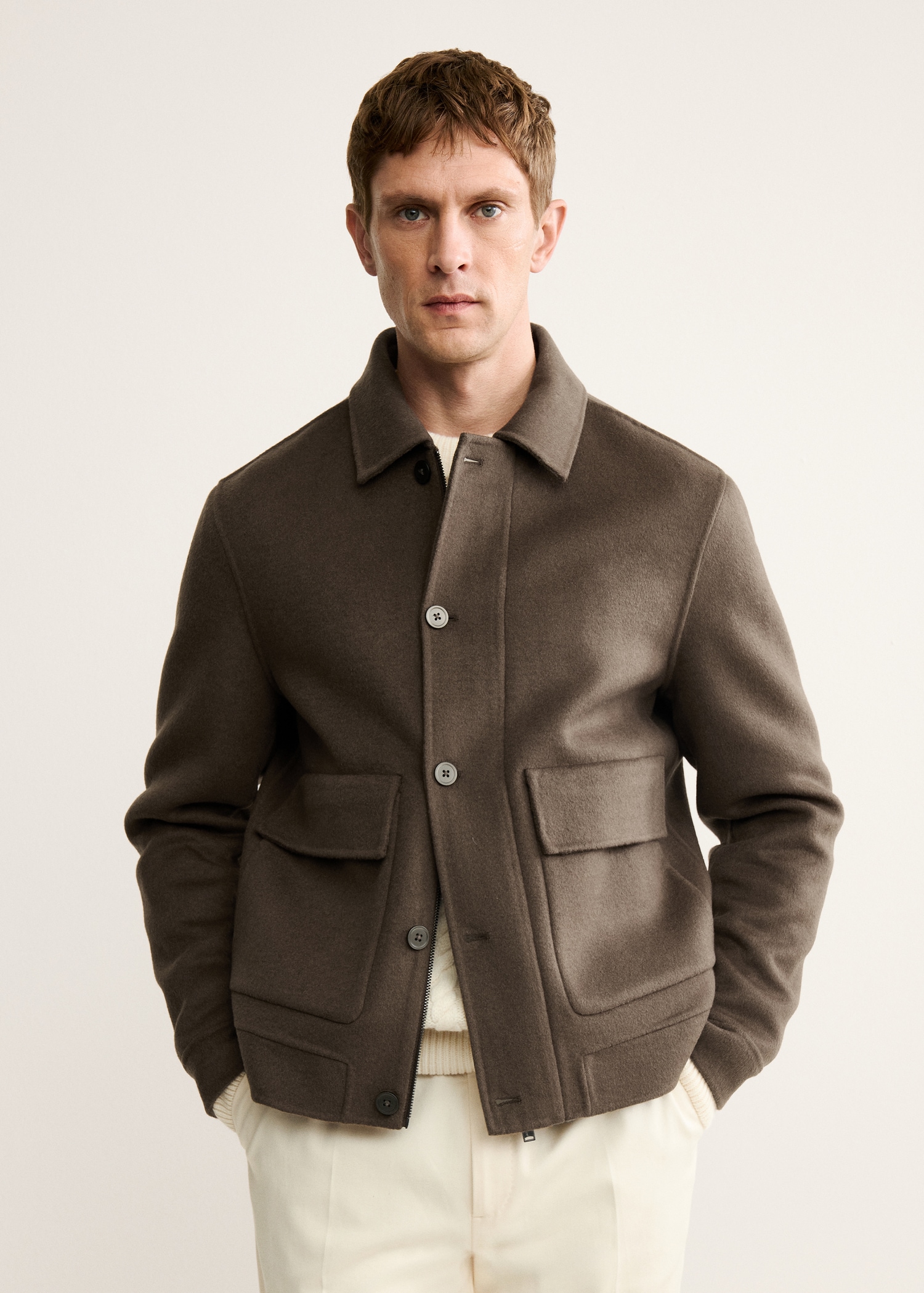 Handmade wool jacket with pockets - Medium plane