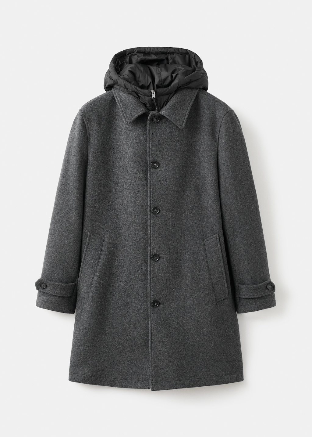 Detachable hood wool coat