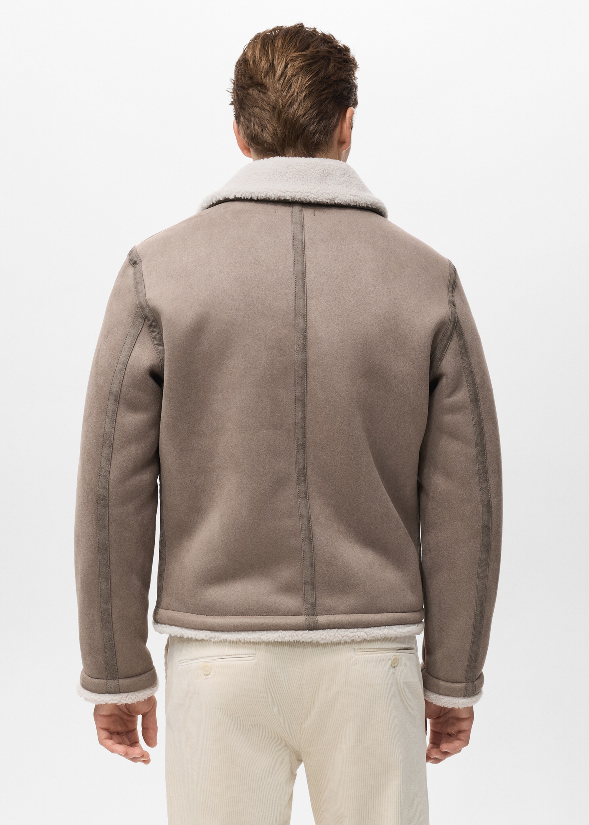 Doubleface-Jacke mit Plüschdetails - Rückseite des Artikels, Mittelbraun. Ref: 17027889-00.