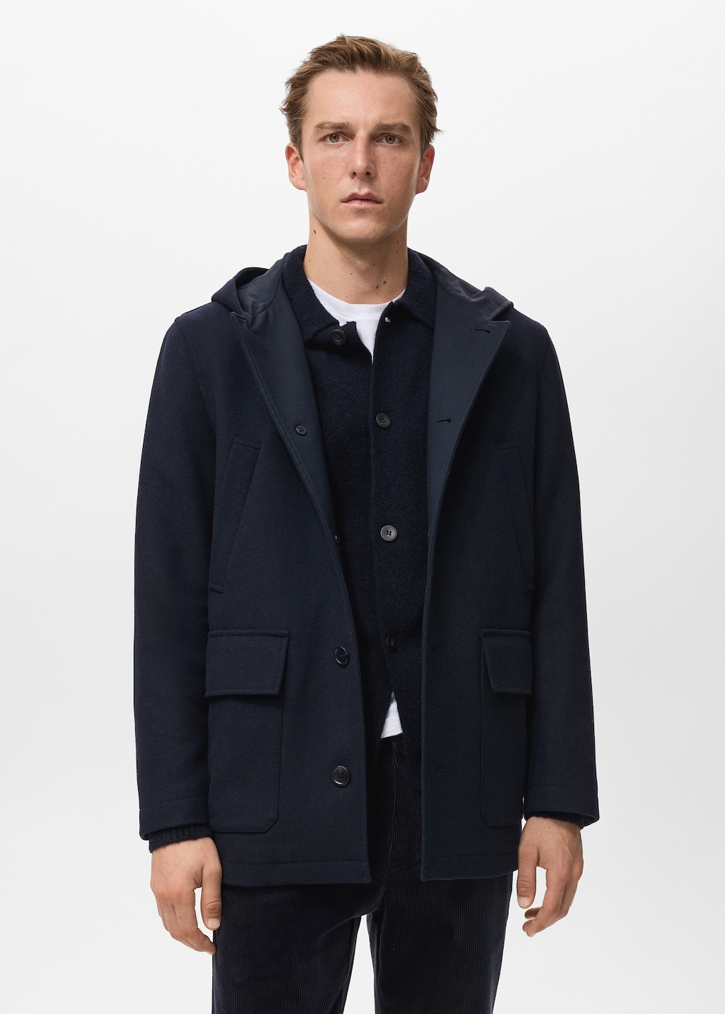Hooded wool coat