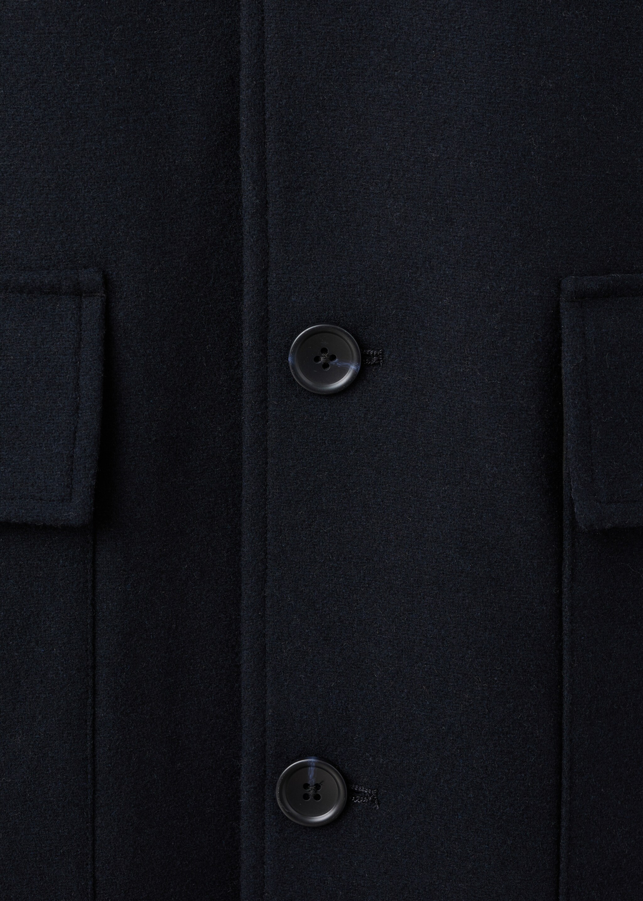 Hooded wool coat - Details of the article 8, Dark Navy. Ref: 17027891-00.