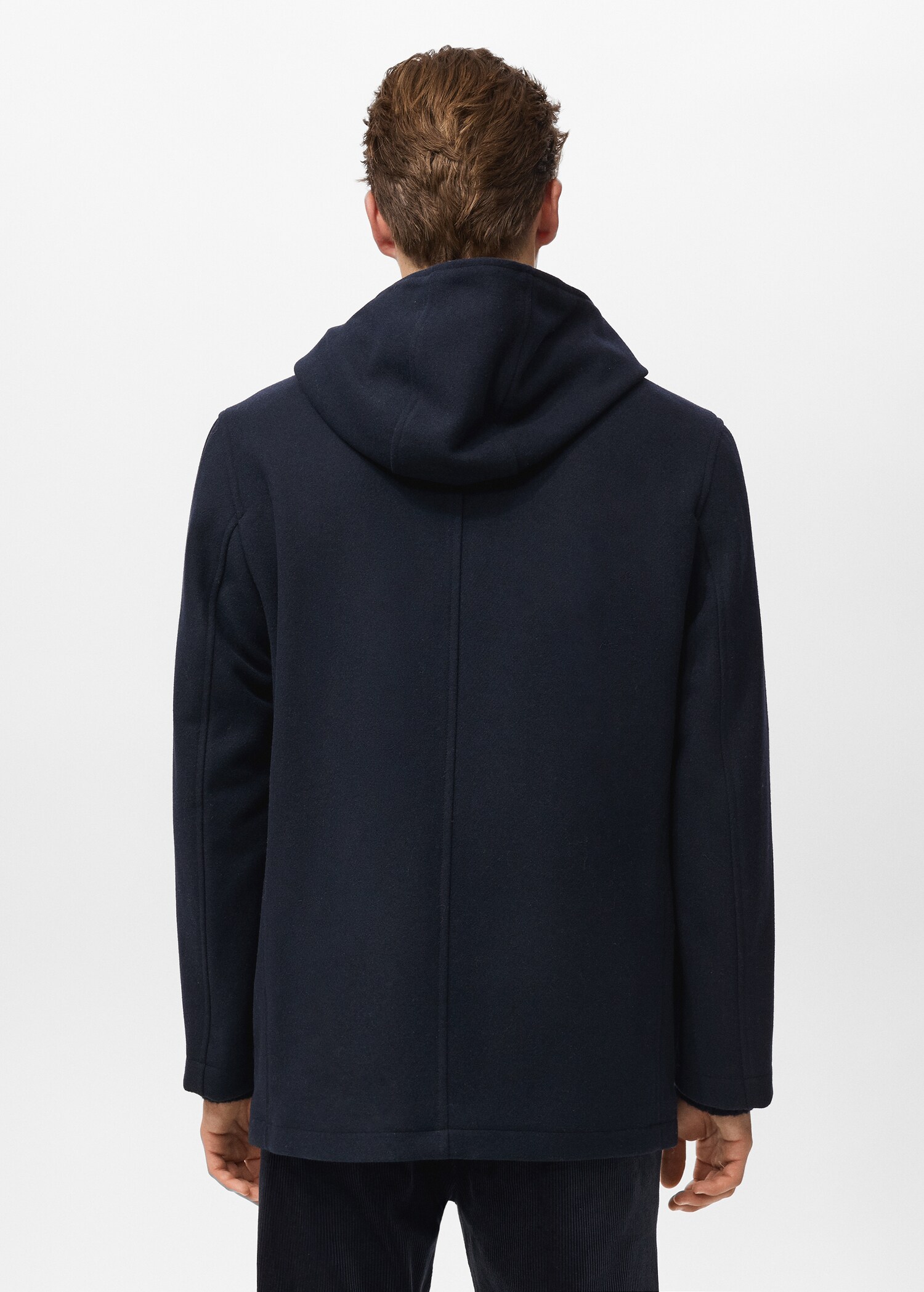 Hooded wool coat - Reverse of the article