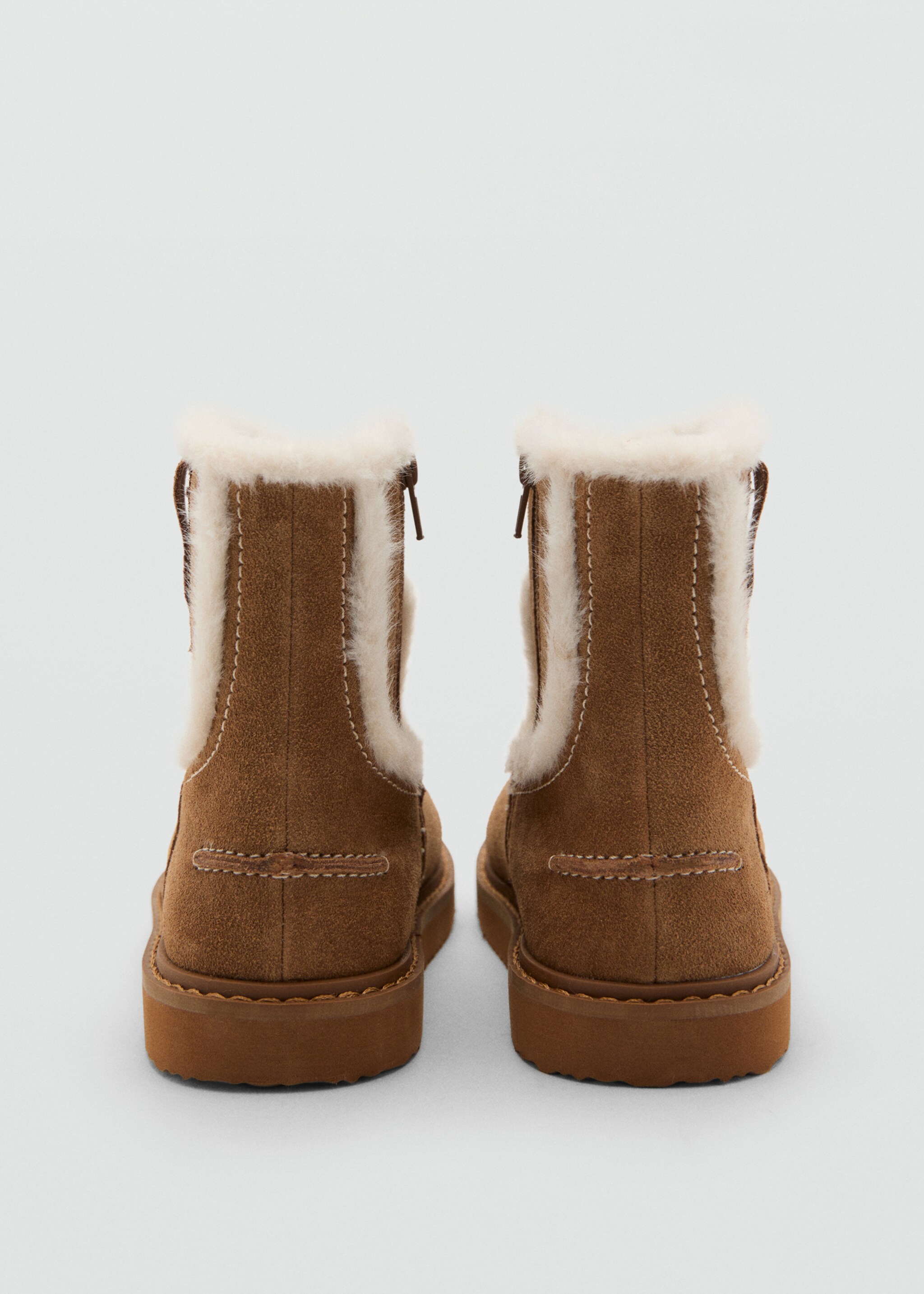 Fur-effect suede ankle boots - Details of the article 1, Medium Brown. Ref: 17027894-00.