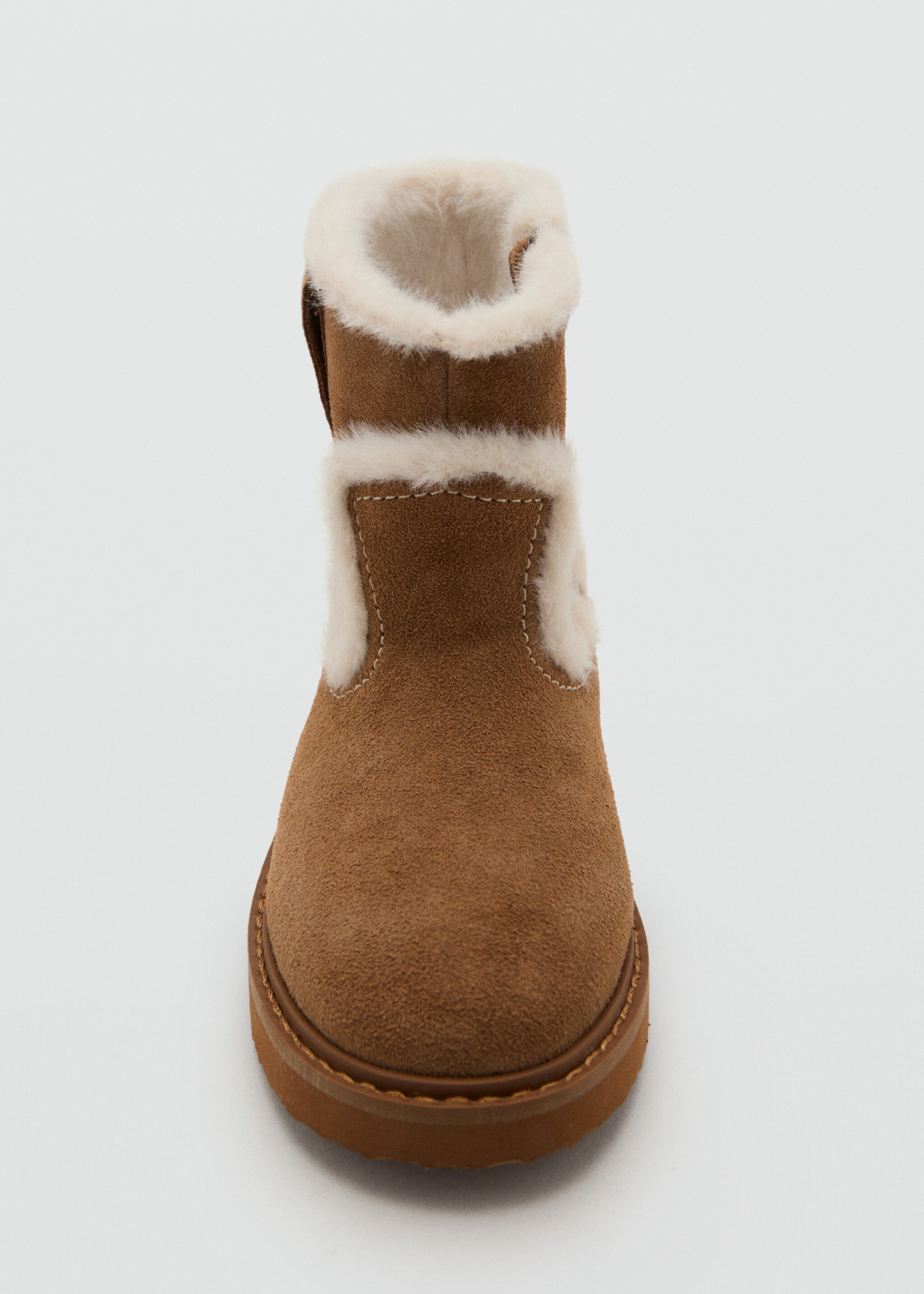 Fur-effect suede ankle boots - Details of the article 3, Medium Brown. Ref: 17027894-00.
