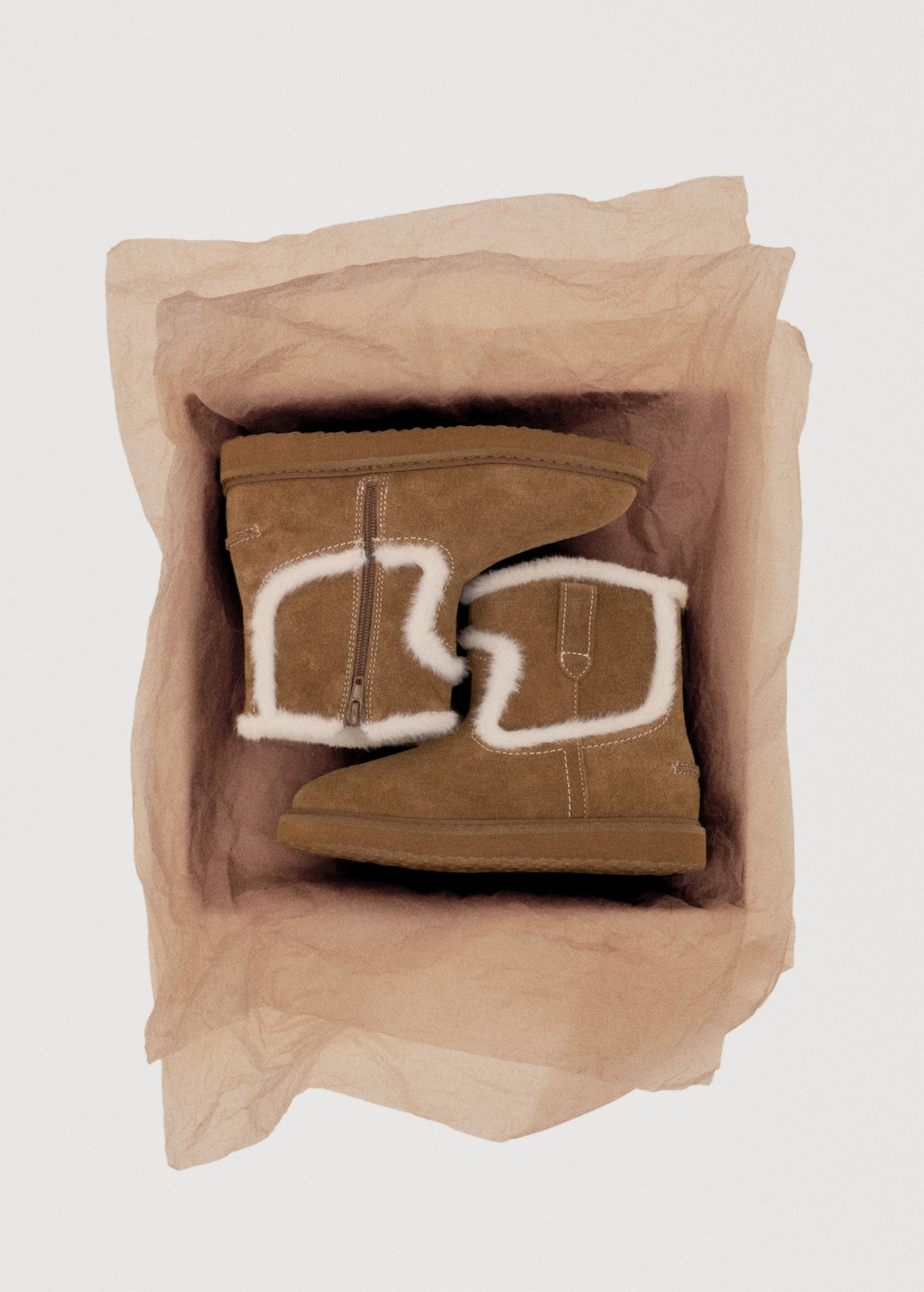 Fur-effect suede ankle boots