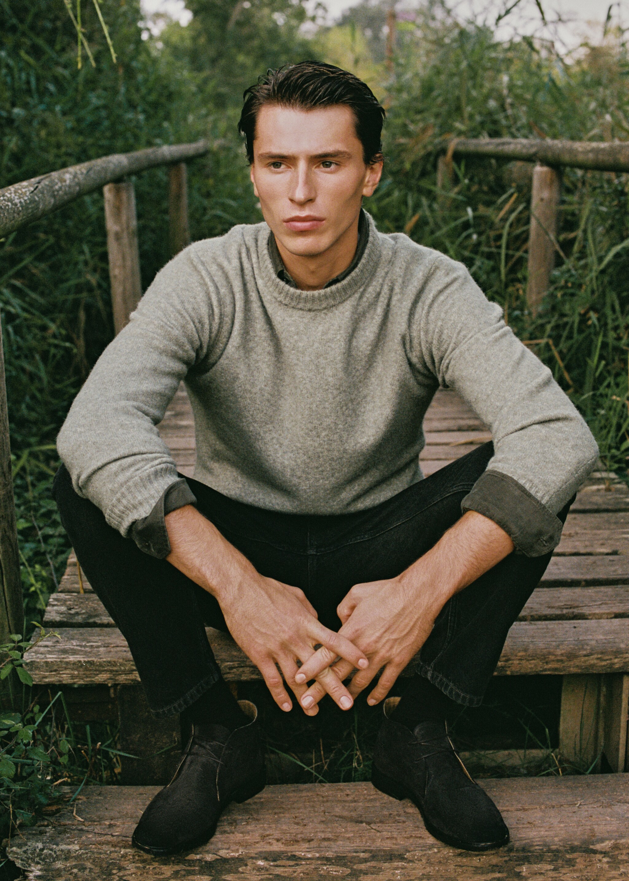 Wool and alpaca-blend sweater - Details of the article 3, Pastel Green. Ref: 17027897-00.