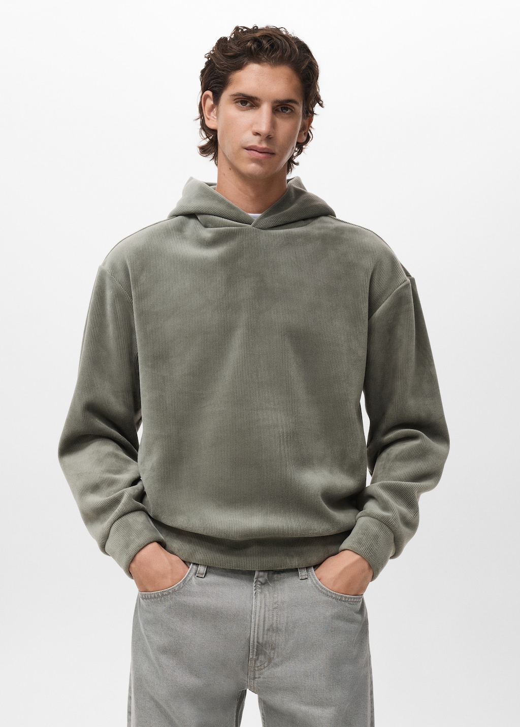 Corduroy hooded sweatshirt