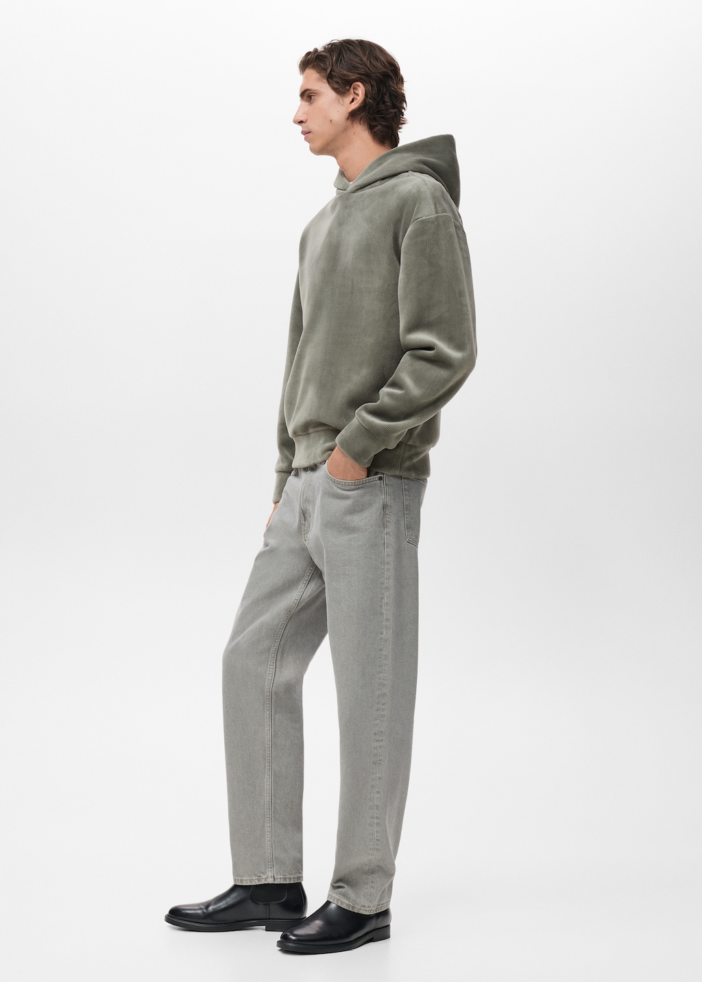 Corduroy hooded sweatshirt