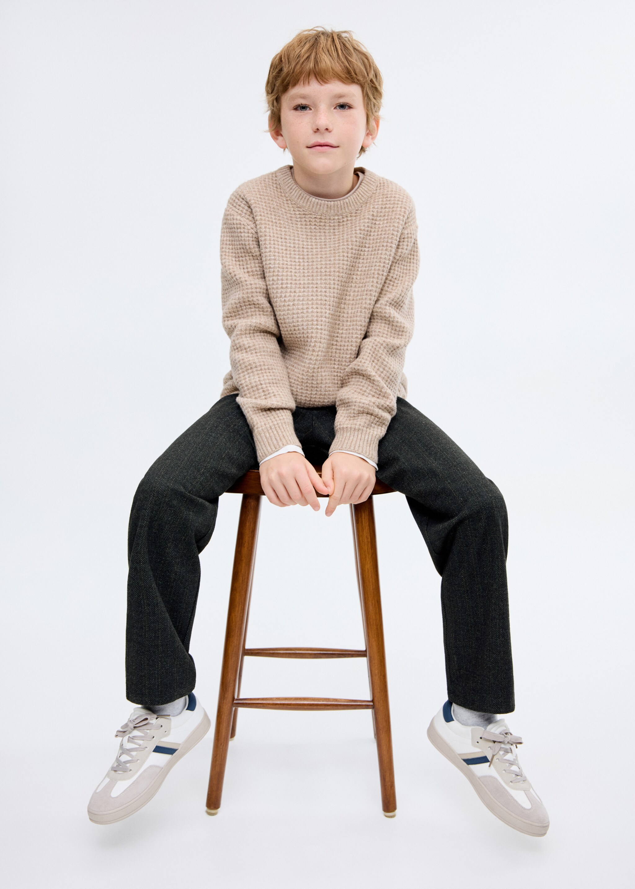 Herringbone straight trousers - Medium plane, Charcoal. Ref: 17027902-00.