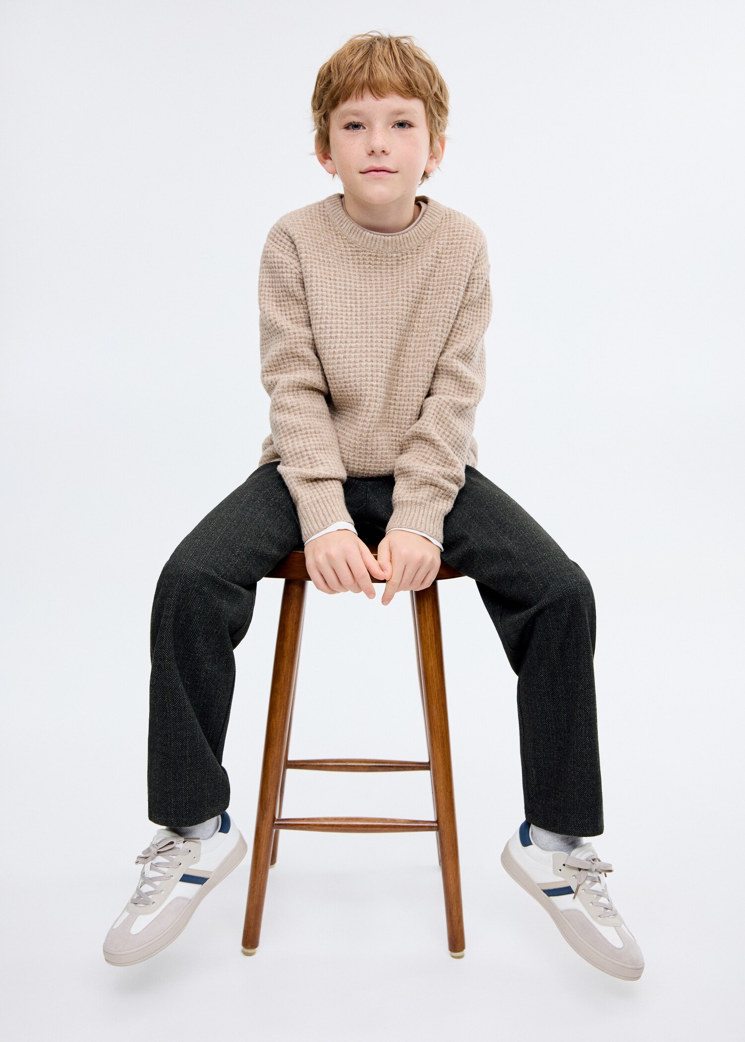 Herringbone straight trousers - Medium plane