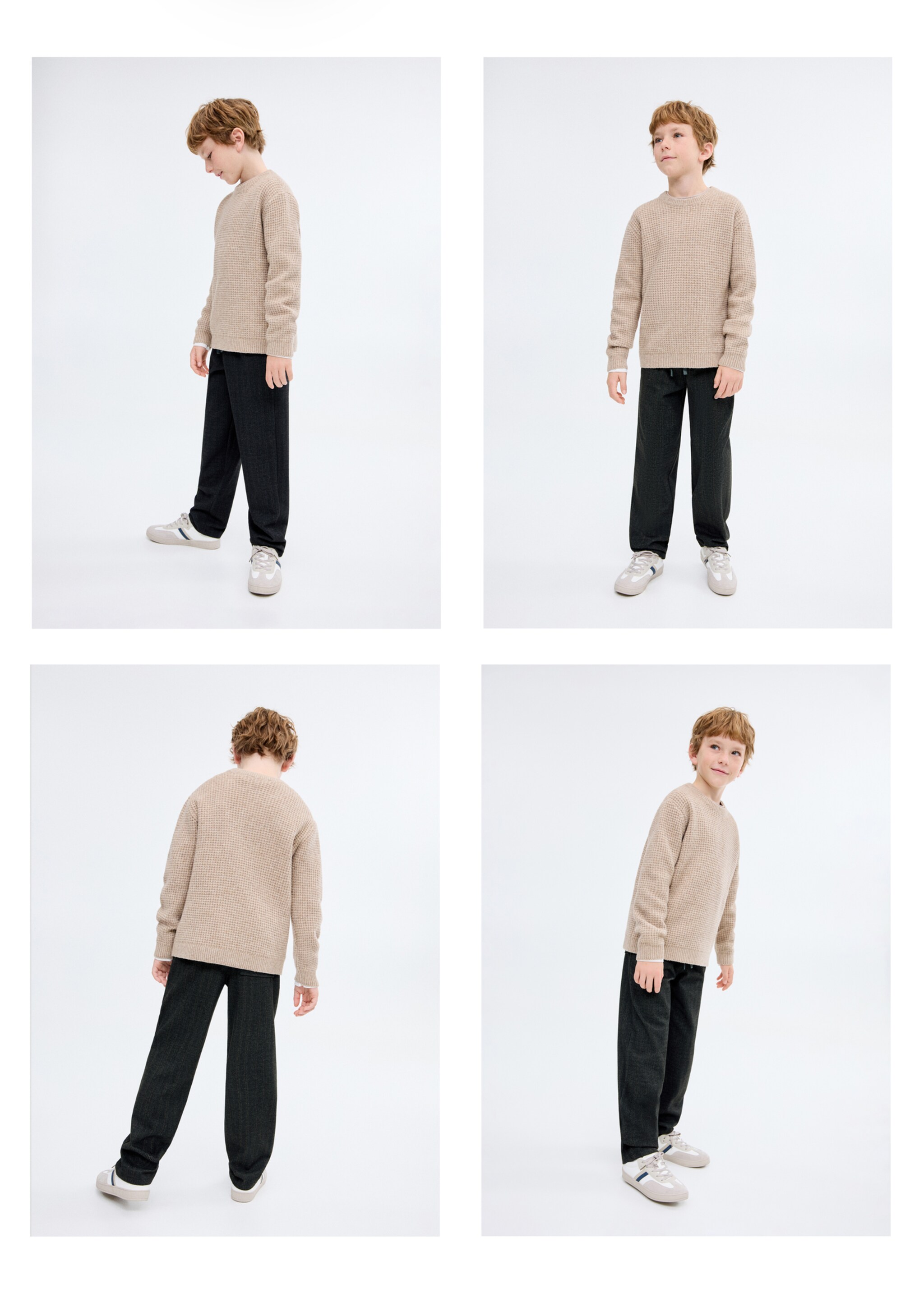 Herringbone straight trousers - Details of the article 2, Charcoal. Ref: 17027902-00.