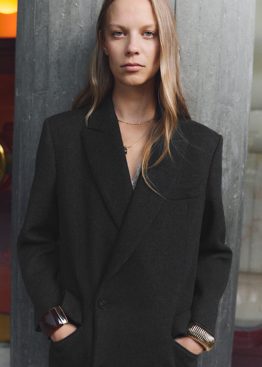 Long double-breasted coat