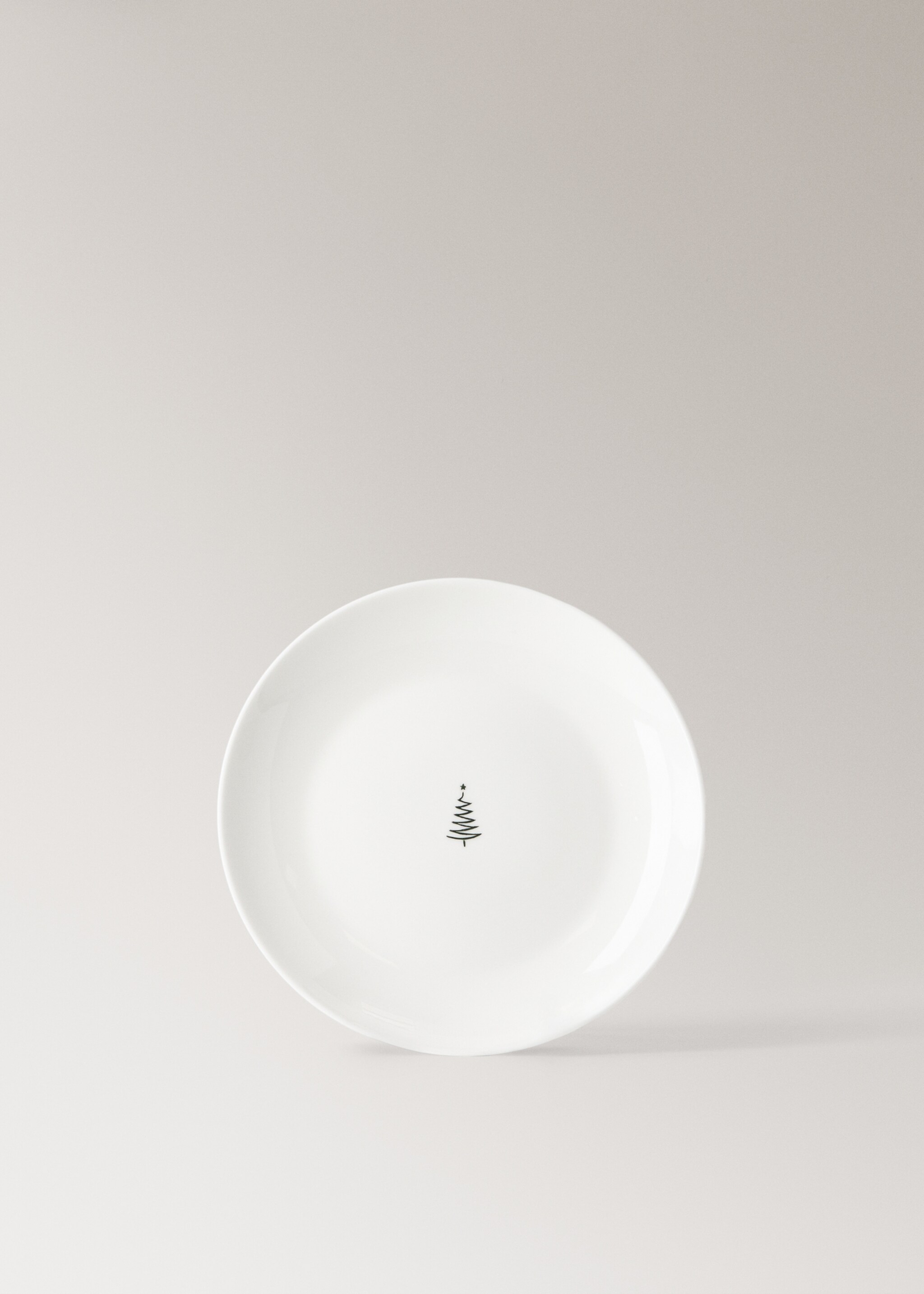 dessert plate bonechina detail Christmas tree - Article without model, Off White. Ref: 17027910-00.