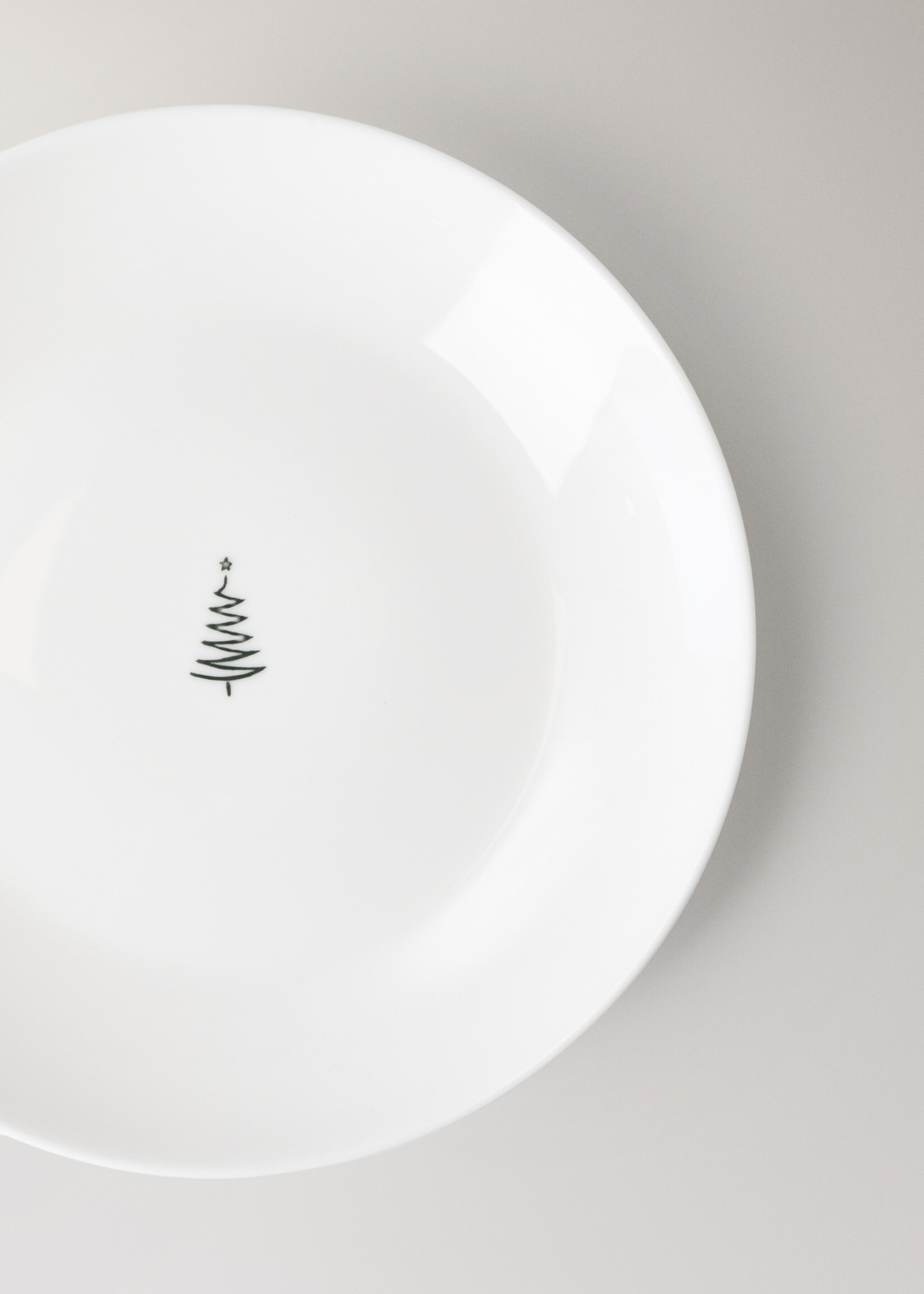 dessert plate bonechina detail Christmas tree - Details of the article 1, Off White. Ref: 17027910-00.