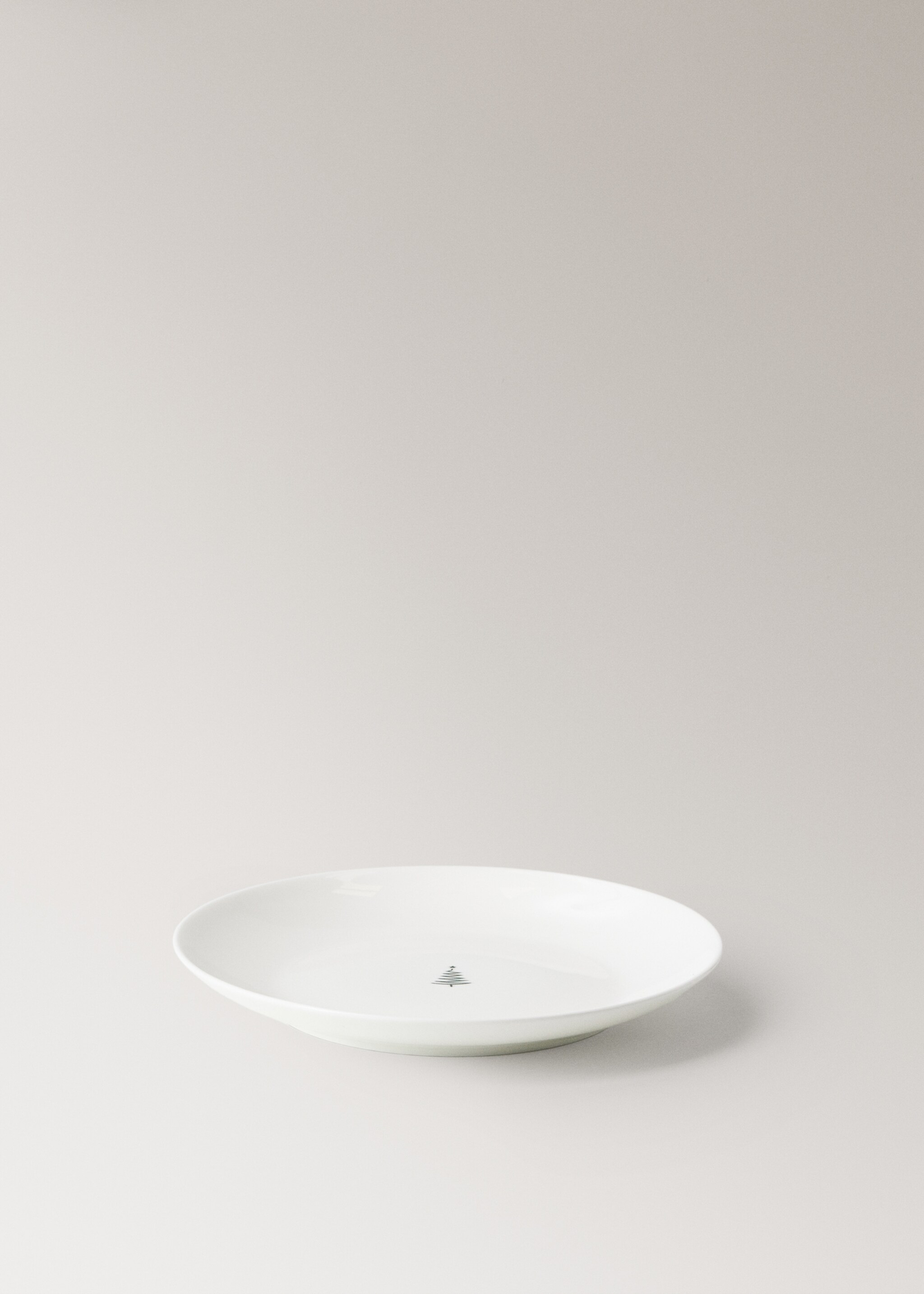 dessert plate bonechina detail Christmas tree - Details of the article 2, Off White. Ref: 17027910-00.