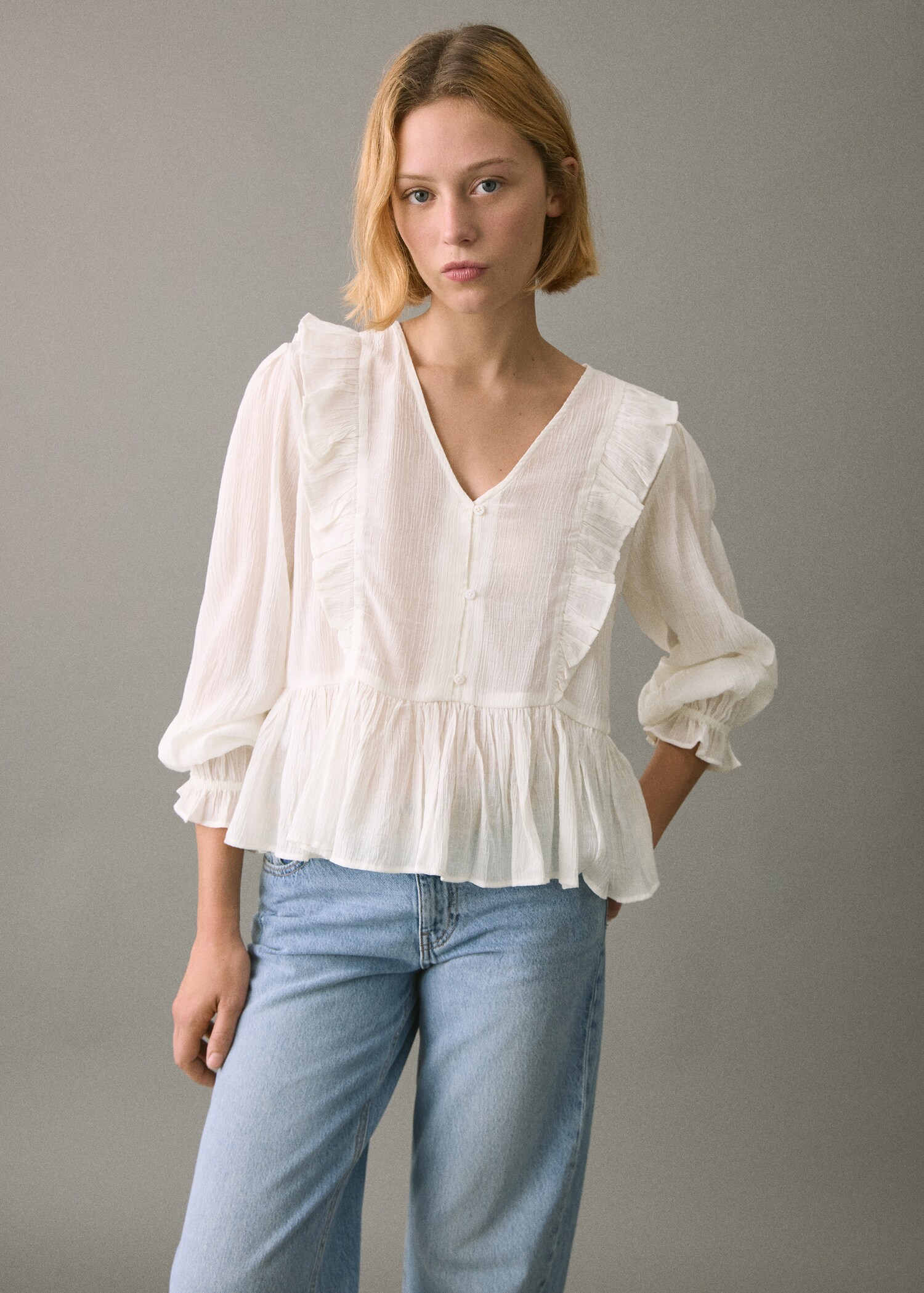 Blusa volantes fluida - Plano medio