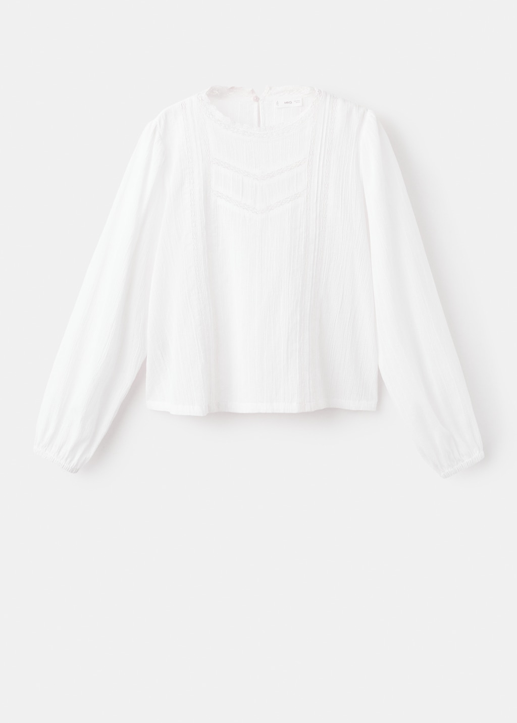 Cotton blouse with lace trim