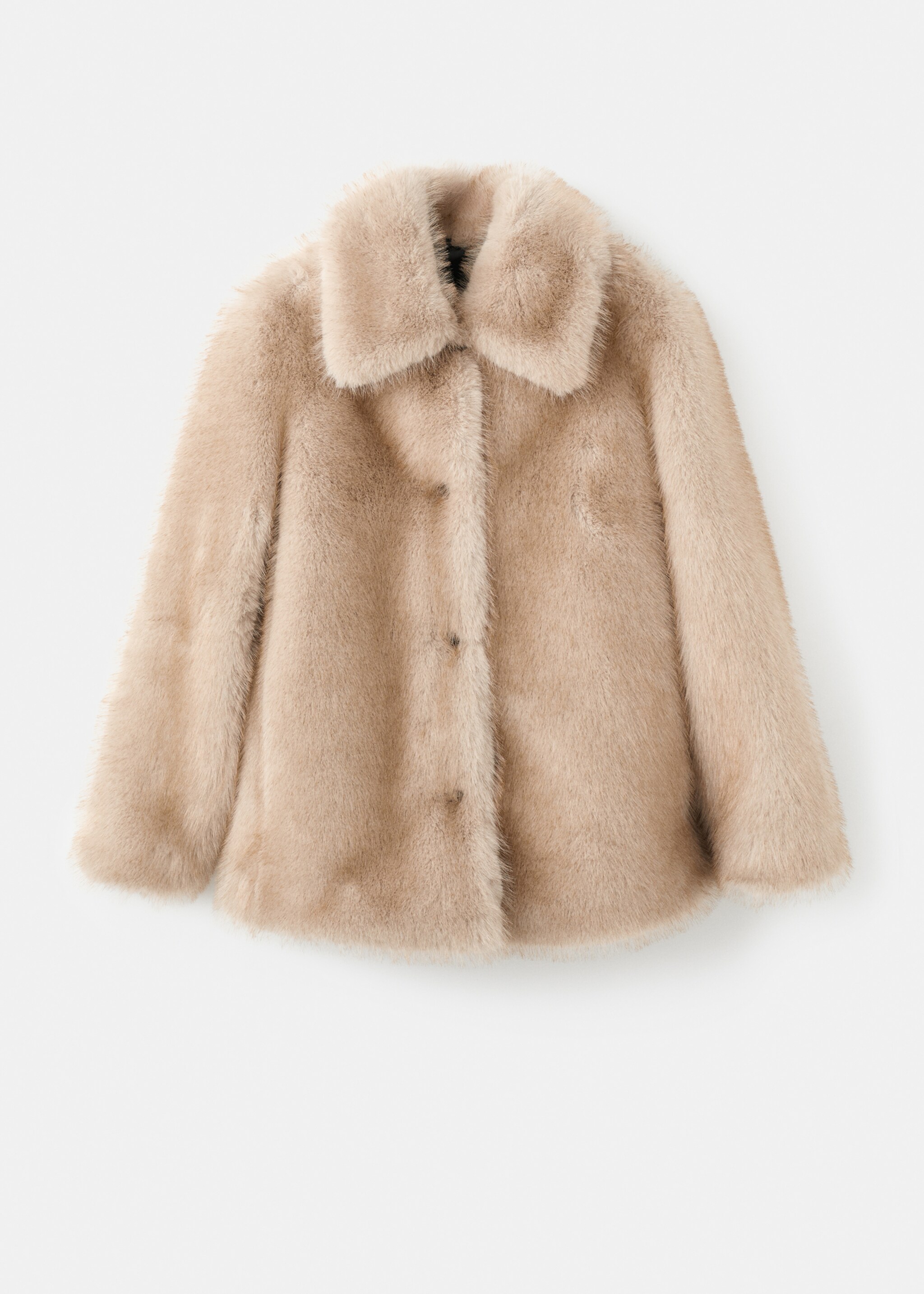 Fur-effect coat with buttons - Article without model, Ecru. Ref: 17028270-00.