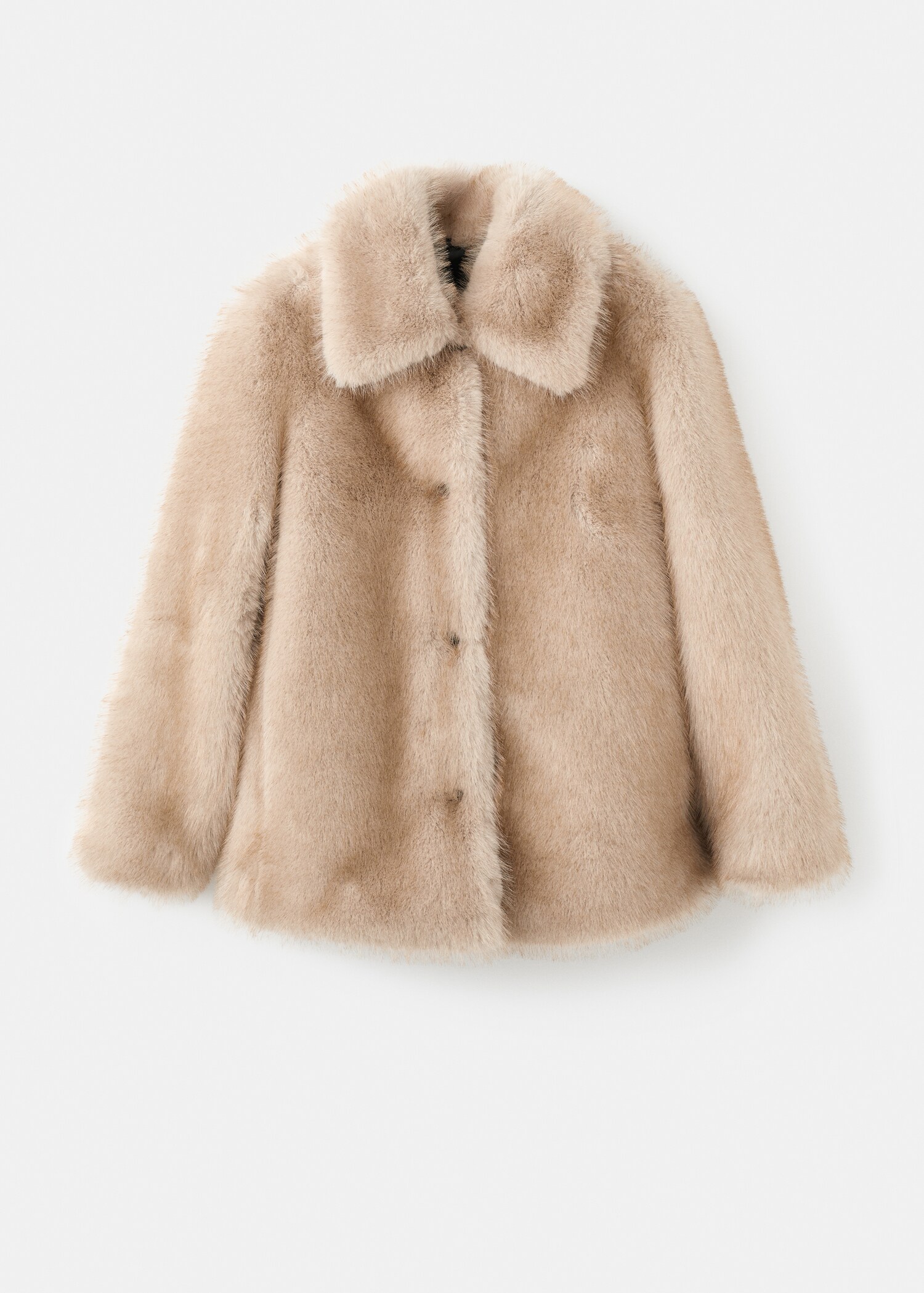 Fur-effect coat with buttons - Article without model
